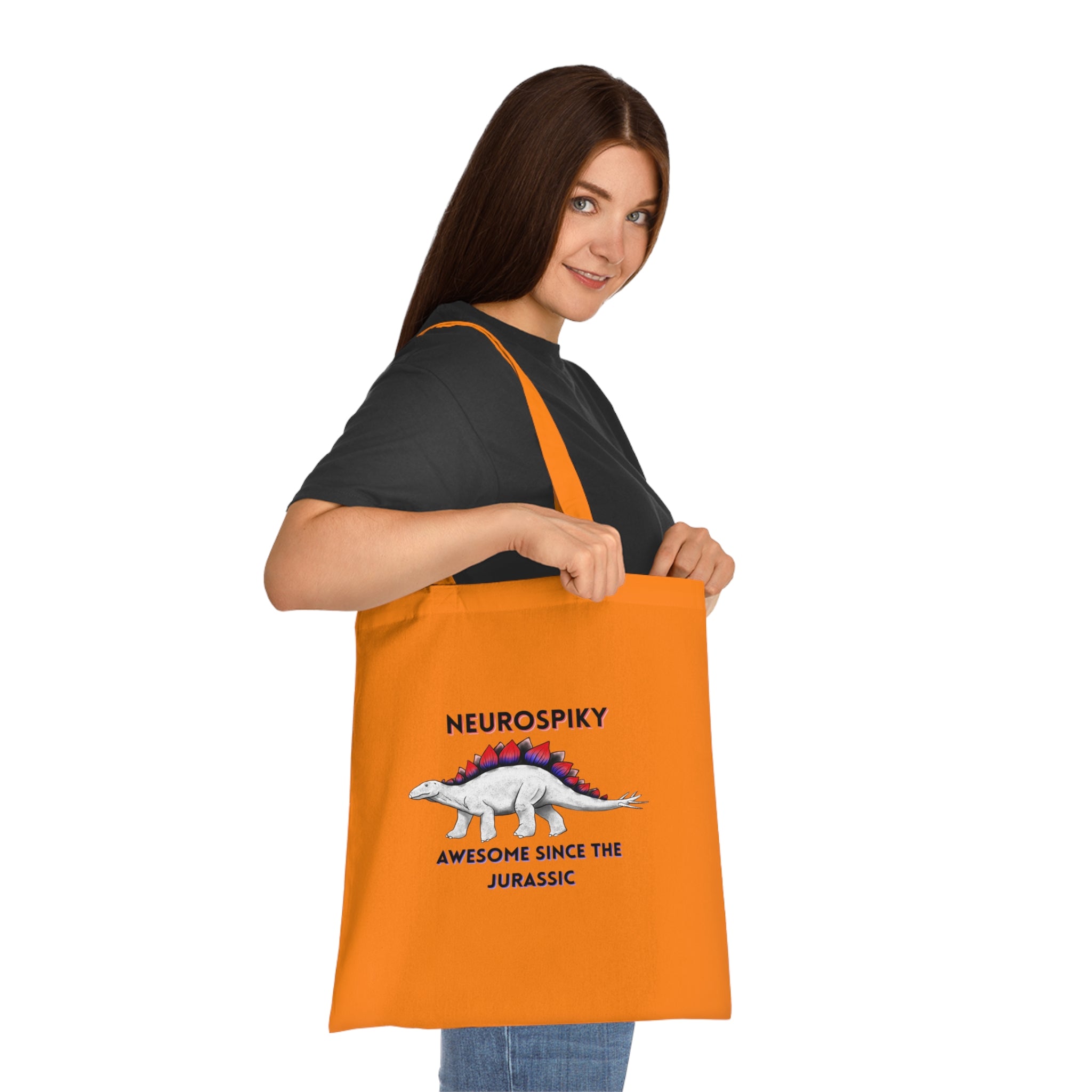 Neurospiky Stegosaurus Cotton Tote — "Neurospiky: Awesome Since the Jurassic" Eco Grocery Bag