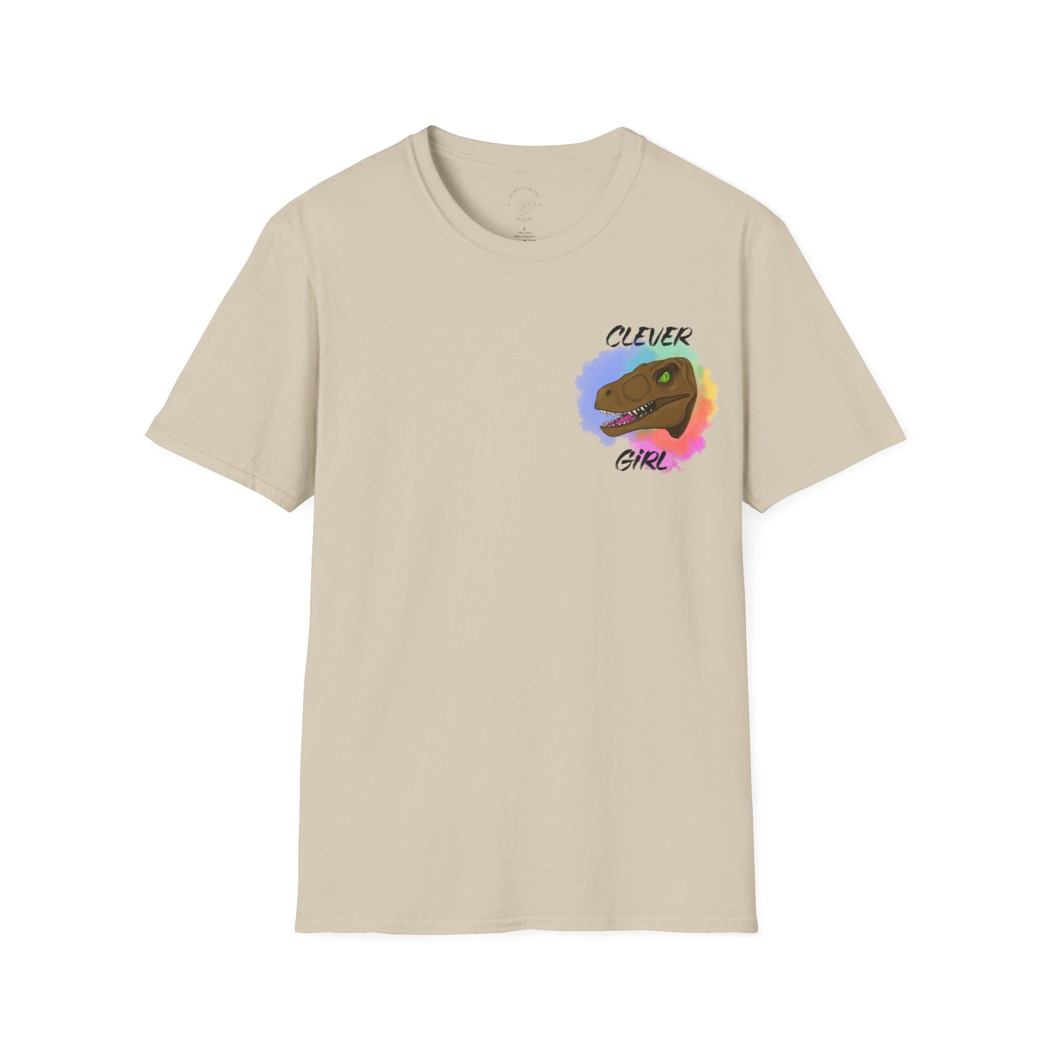 Clever Girl T‑Shirt — Colorful Raptor Graphic Tee for Dino Fans