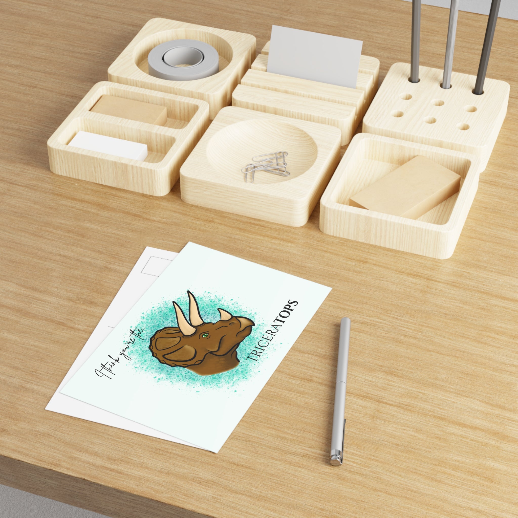 Triceratops Fine Art Postcard — "I Think You're the Triceratops" Dinosaur Greeting Card