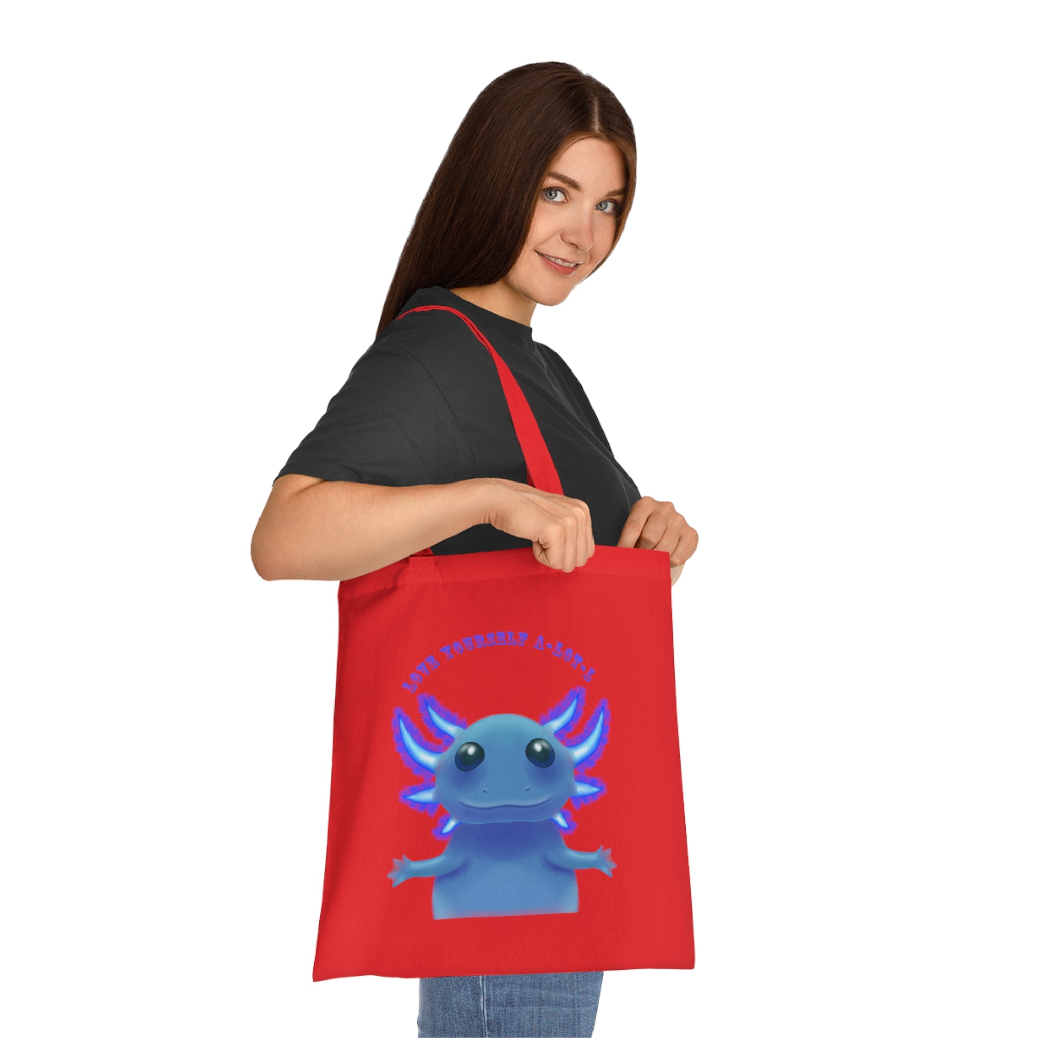 Tote Bag — Cute Blue Axolotl 'Love yourself A-LOT-L'