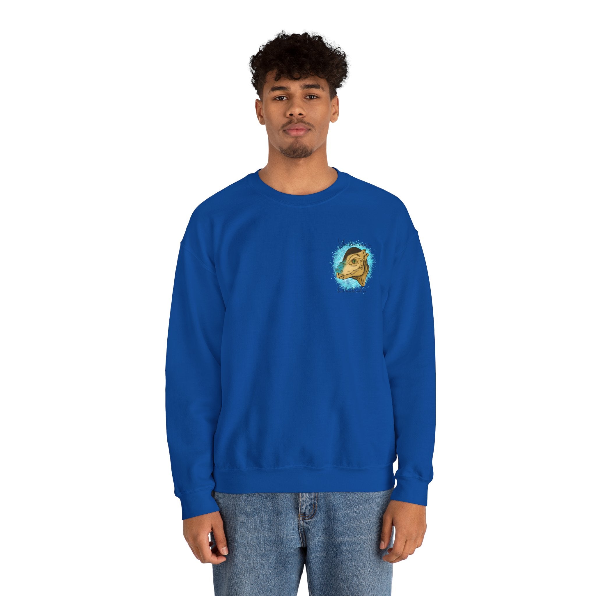 You Don’t Want To Butt Heads With Me Sweatshirt | Pachycephalosaurus Portrait, Blue Splash, Unisex