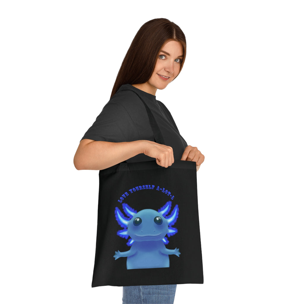 Tote Bag — Cute Blue Axolotl 'Love yourself A-LOT-L'