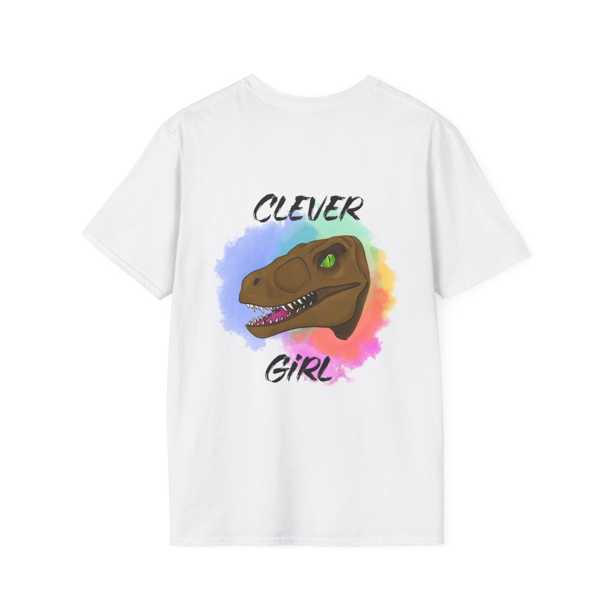 Clever Girl T‑Shirt — Colorful Raptor Graphic Tee for Dino Fans