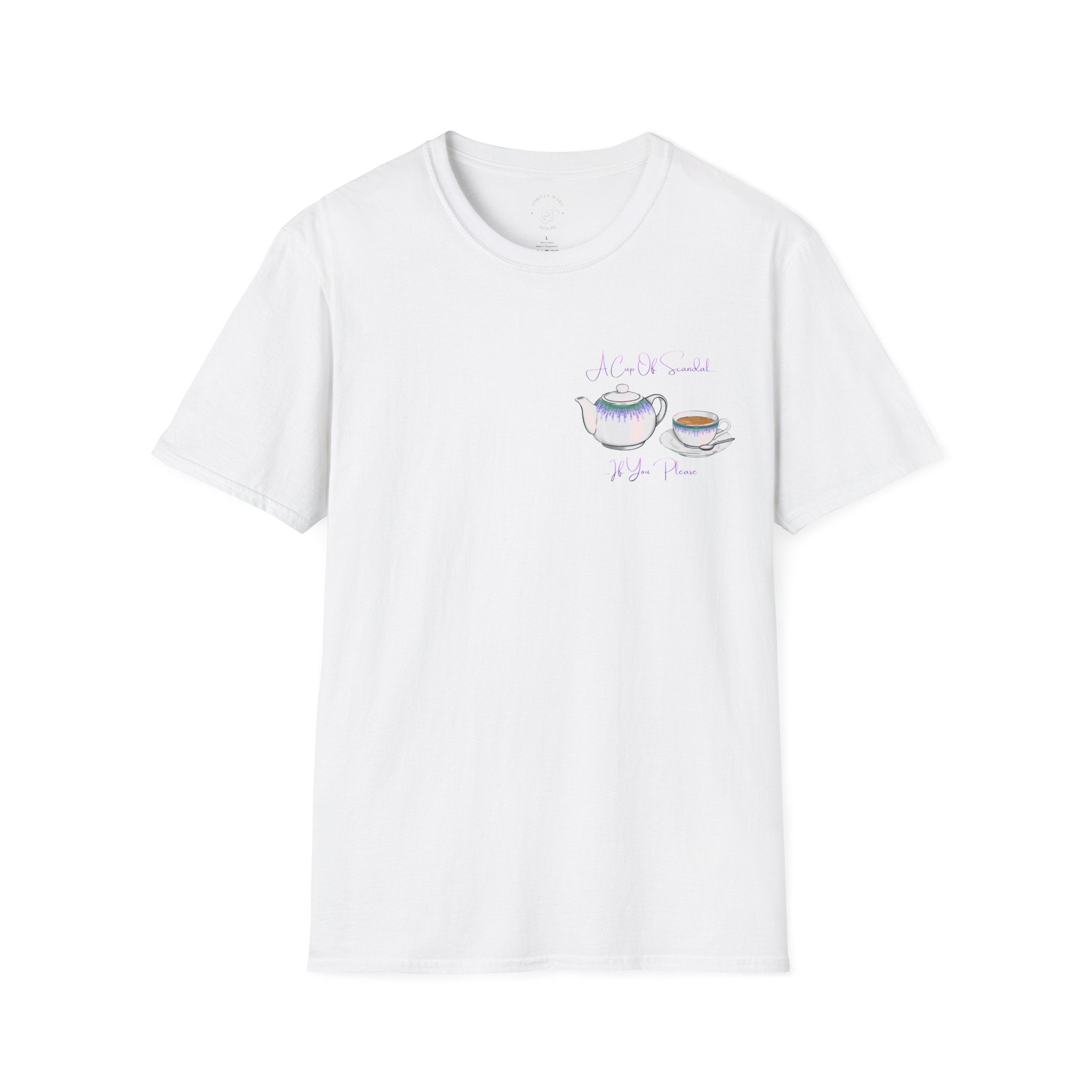 Afternoon tea T‑Shirt — 'A Cup Of Scandal if You Please' Teapot & Teacup Graphic