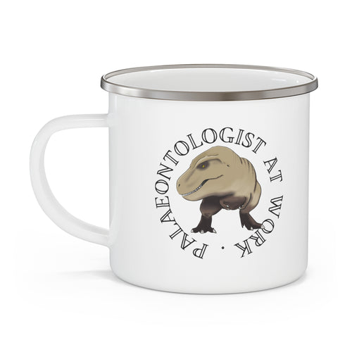 'Palaeontologist at Work' Enamel T-Rex Mug — Dino Fossil Hunting Cup