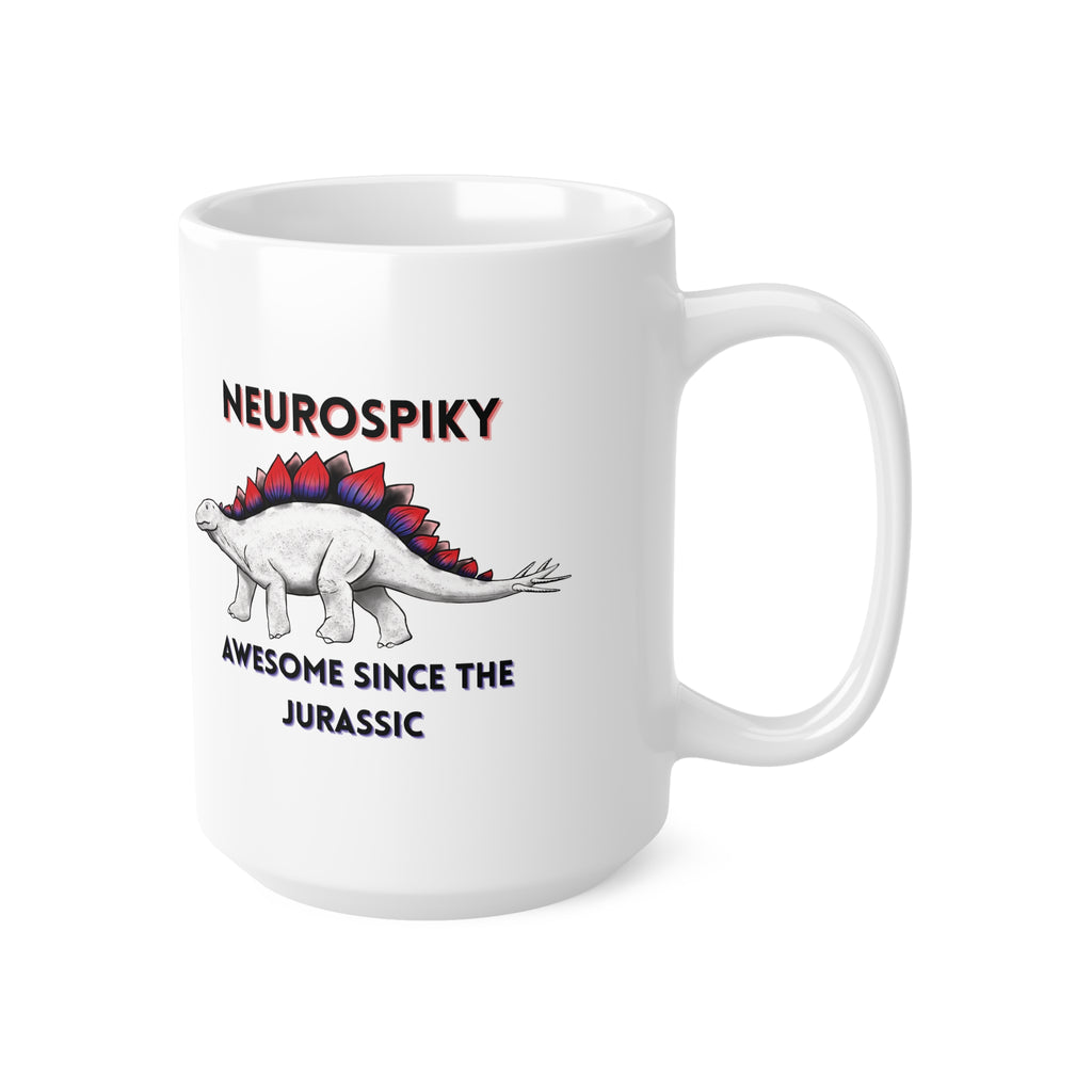 Neurospiky Stegosaurus Mug — "Awesome Since the Jurassic" Ceramic Coffee Cup 15oz
