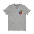 Clever Girl V-Neck Tee — Colourful Raptor Graphic T-Shirt