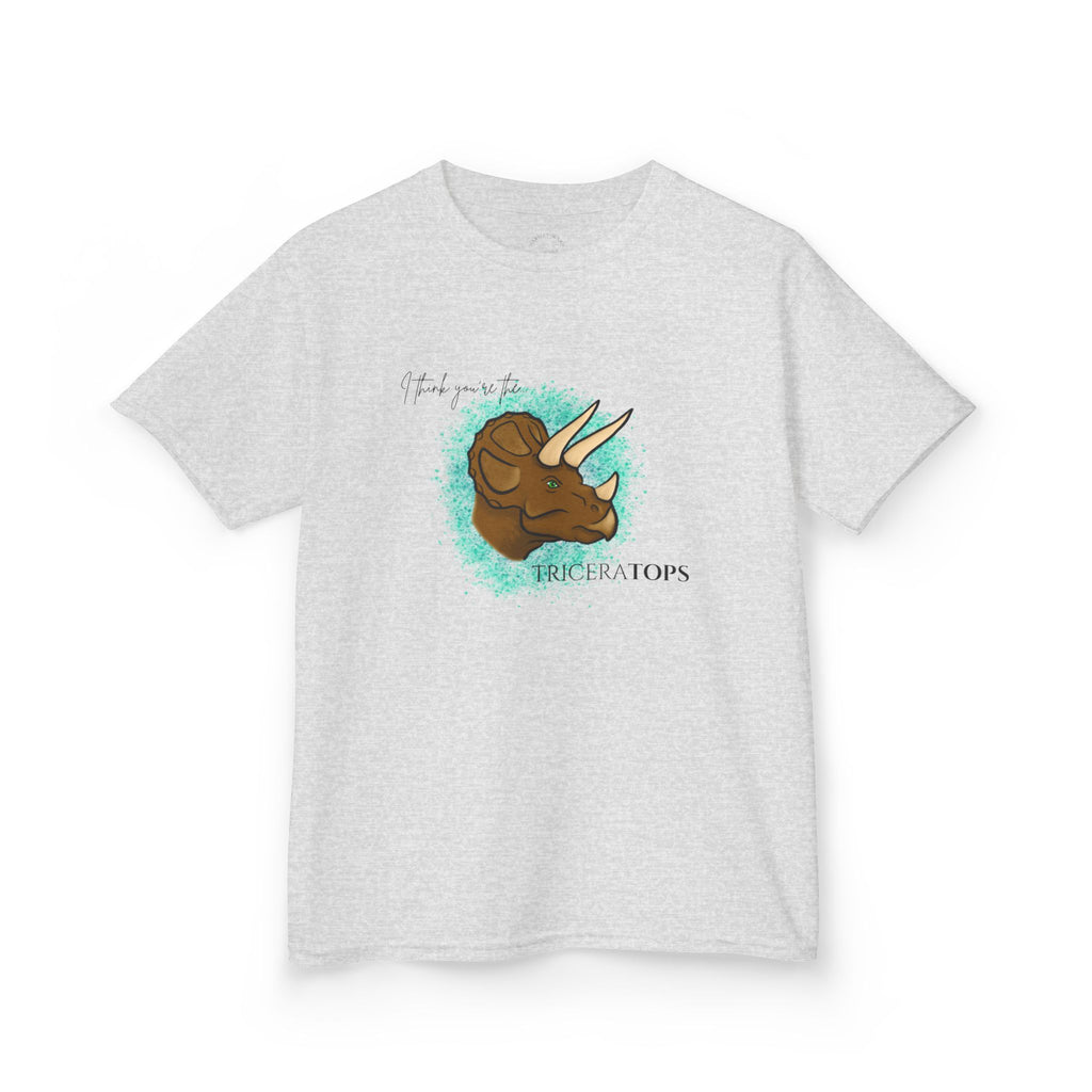 Kids T-Shirt — Cute Triceratops Dinosaur Graphic Tee "I think you're the TriceraTOPS"
