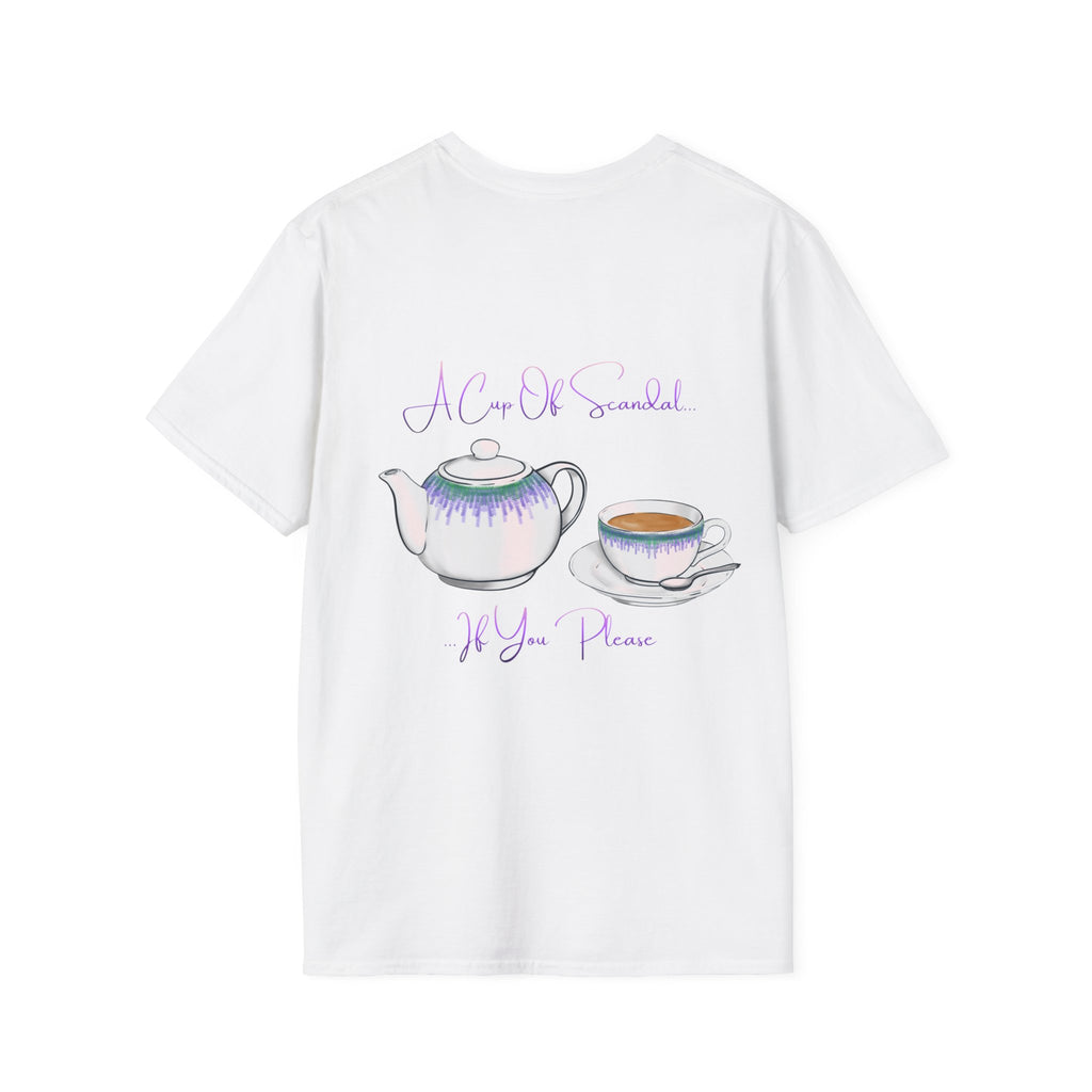 Afternoon tea T‑Shirt — 'A Cup Of Scandal if You Please' Teapot & Teacup Graphic