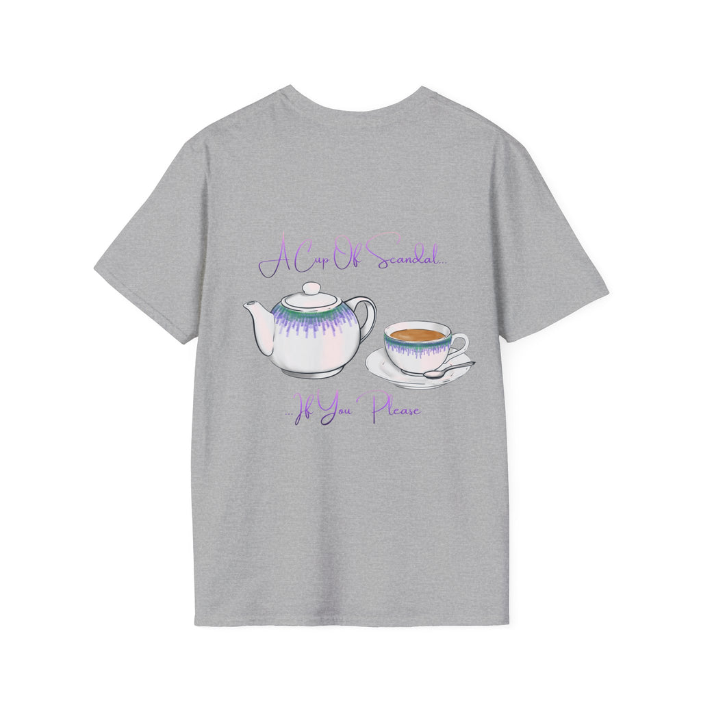 Afternoon tea T‑Shirt — 'A Cup Of Scandal if You Please' Teapot & Teacup Graphic