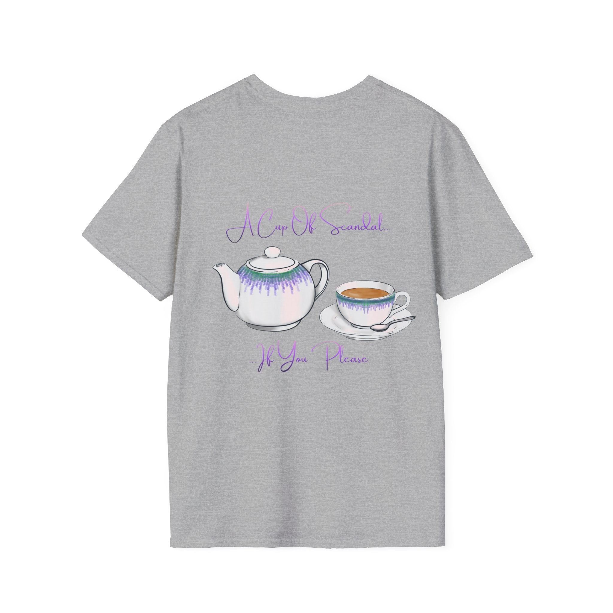 Afternoon tea T‑Shirt — 'A Cup Of Scandal if You Please' Teapot & Teacup Graphic