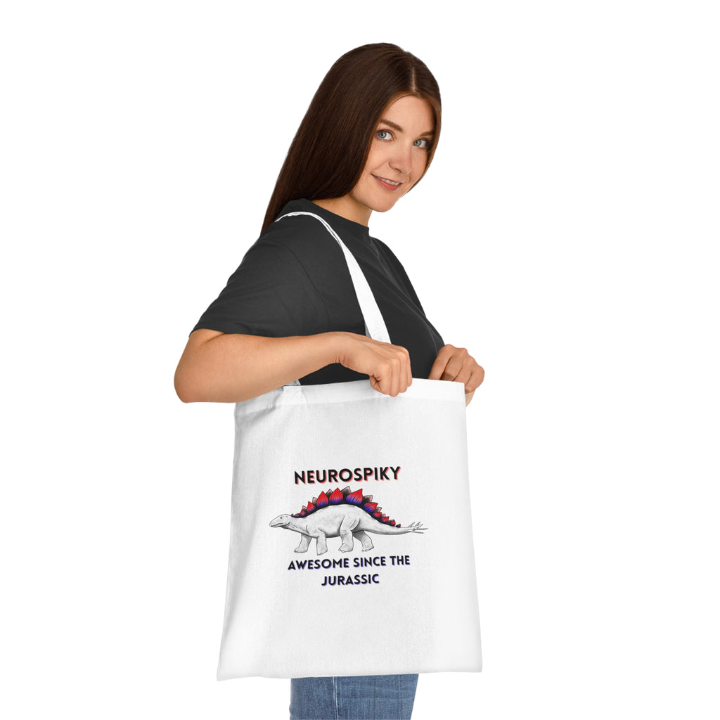 Neurospiky Stegosaurus Cotton Tote — "Neurospiky: Awesome Since the Jurassic" Eco Grocery Bag