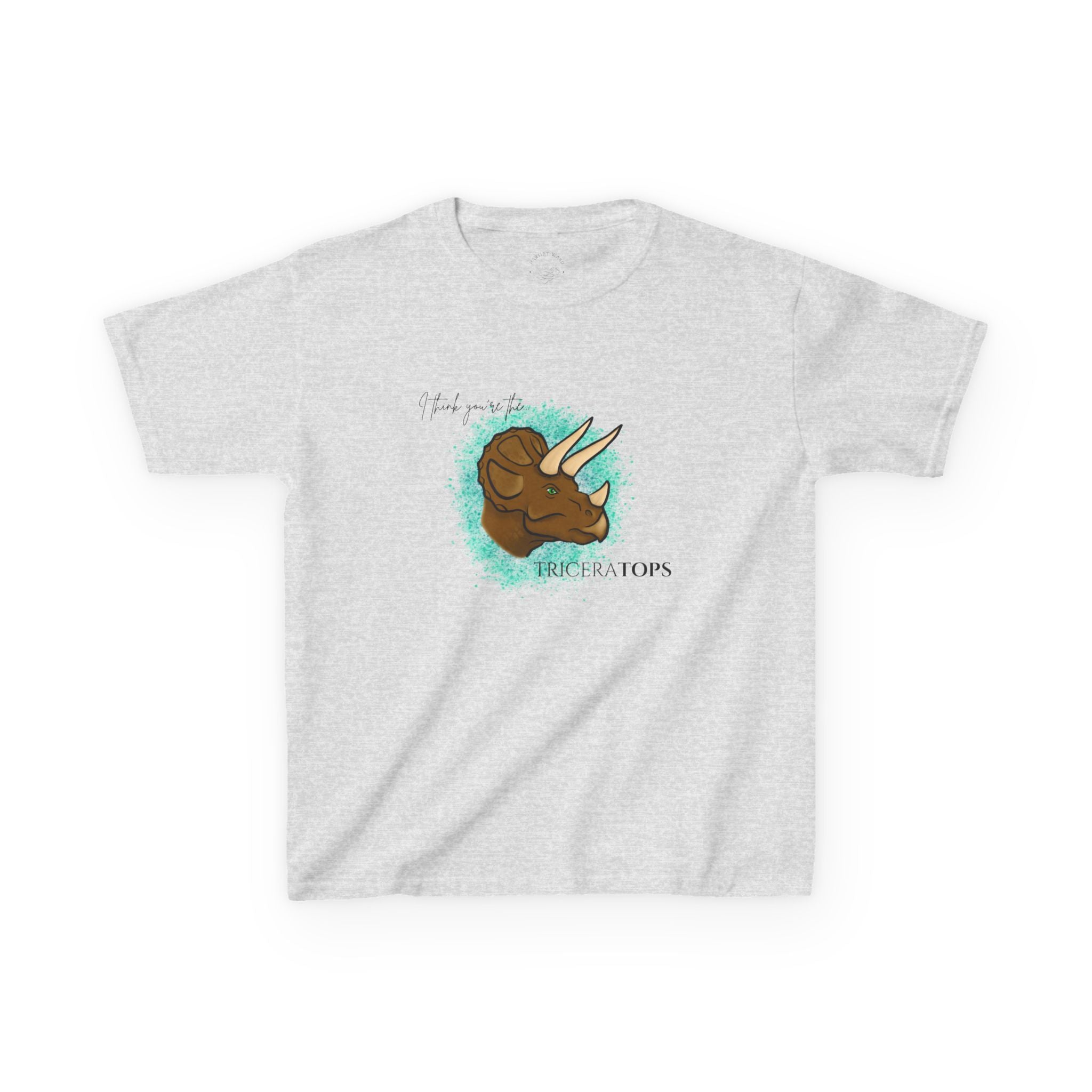 Kids T-Shirt — Cute Triceratops Dinosaur Graphic Tee "I think you're the TriceraTOPS"