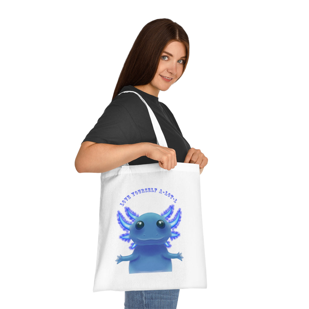 Tote Bag — Cute Blue Axolotl 'Love yourself A-LOT-L'