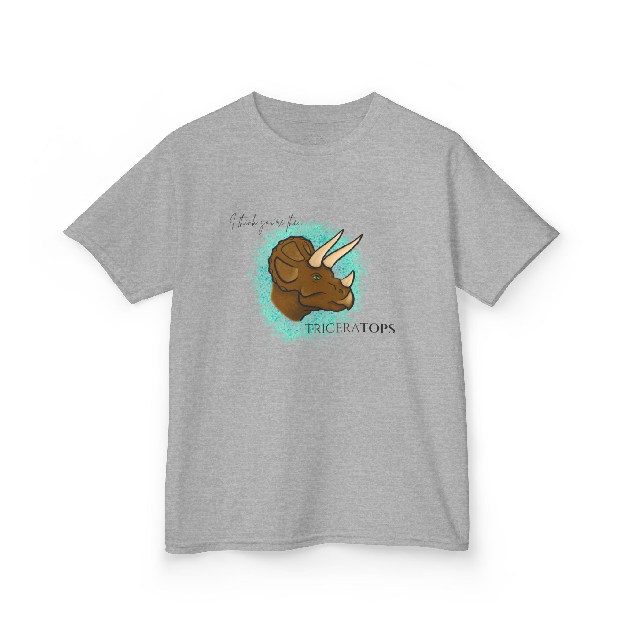 Kids T-Shirt — Cute Triceratops Dinosaur Graphic Tee "I think you're the TriceraTOPS"