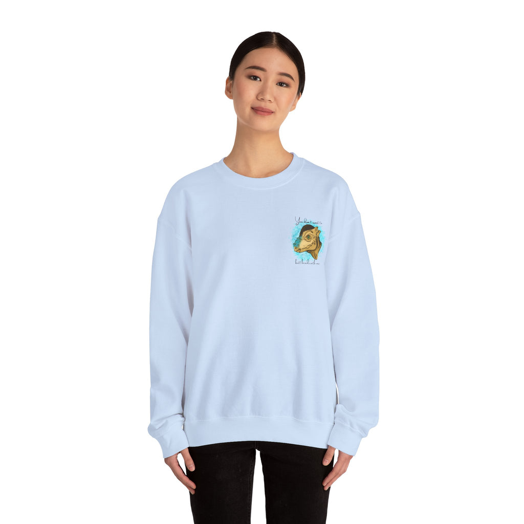 You Don’t Want To Butt Heads With Me Sweatshirt | Pachycephalosaurus Portrait, Blue Splash, Unisex