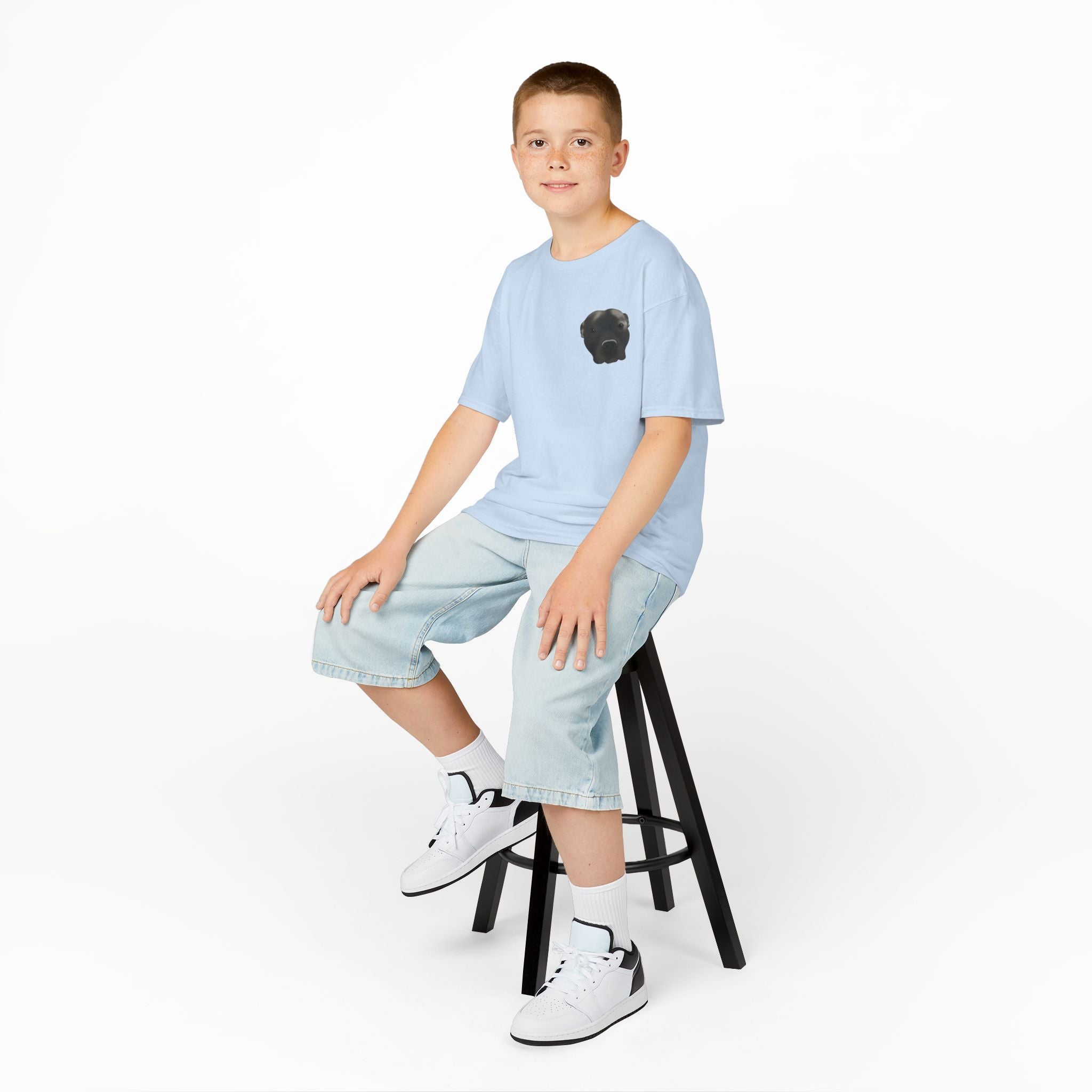 Kids T‑Shirt — Cute Black Puppy Face