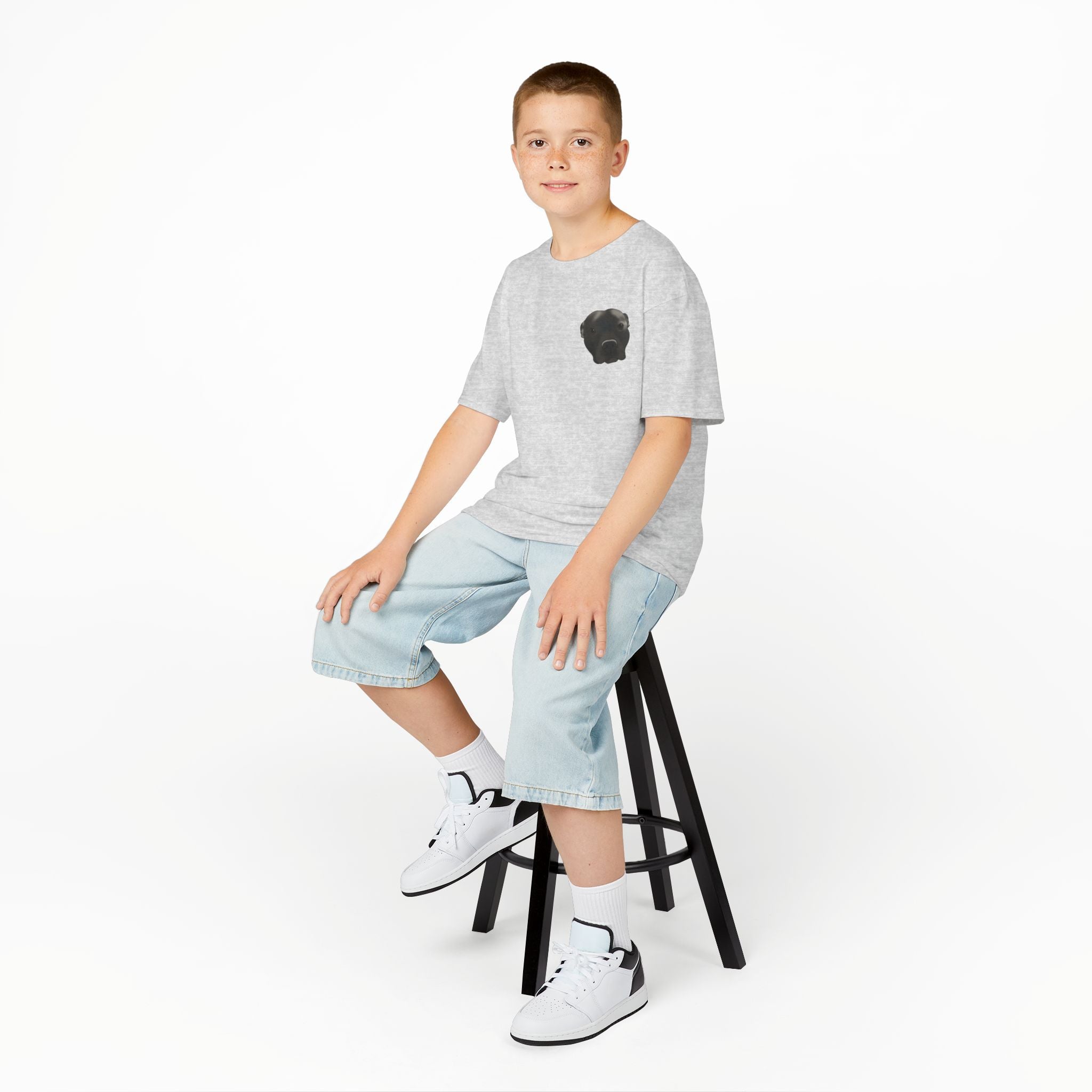 Kids T‑Shirt — Cute Black Puppy Face
