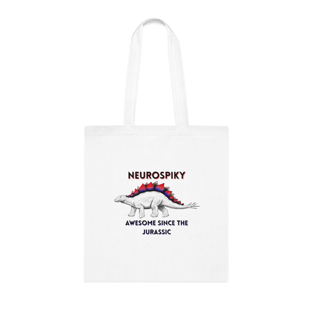 Neurospiky Stegosaurus Cotton Tote — "Neurospiky: Awesome Since the Jurassic" Eco Grocery Bag