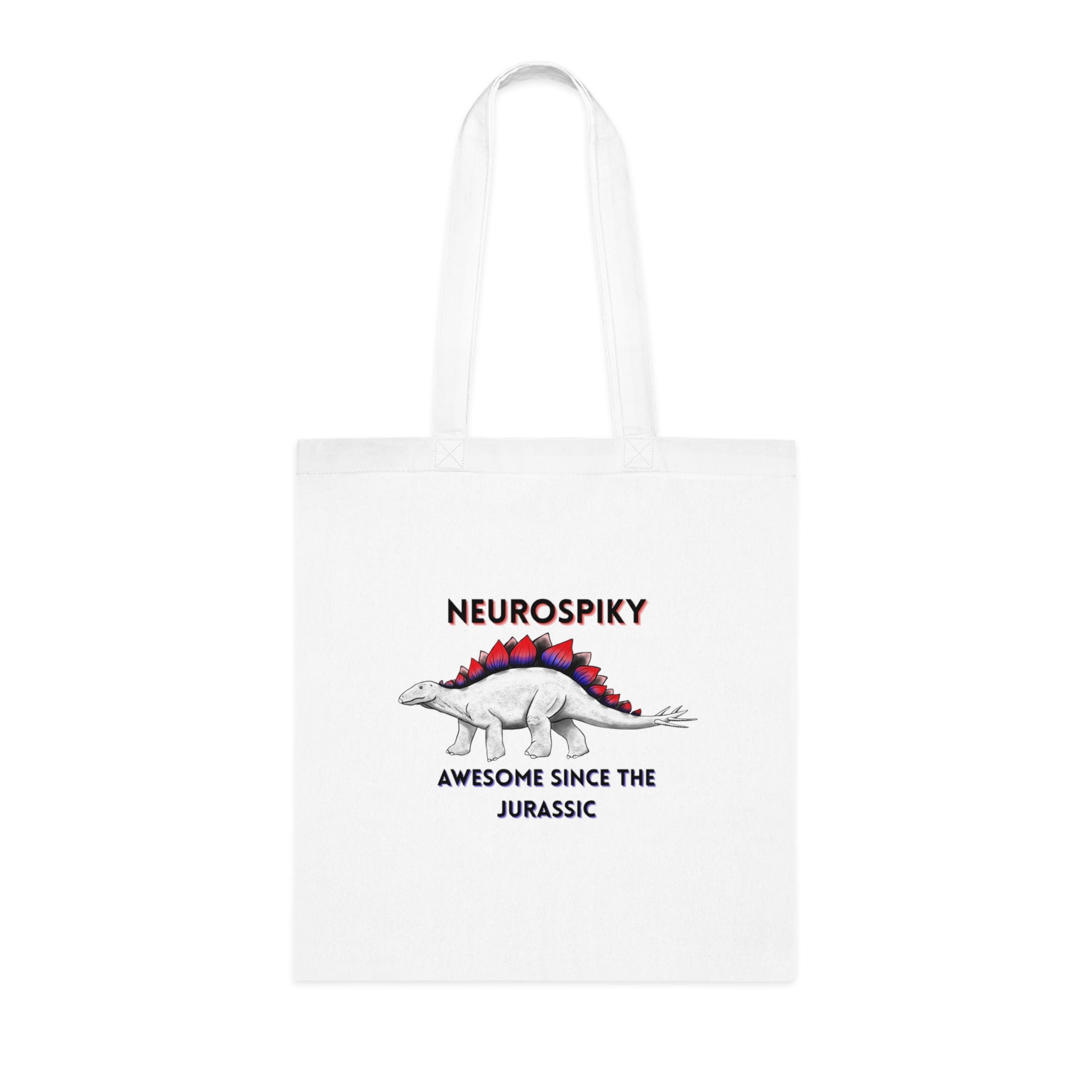 Neurospiky Stegosaurus Cotton Tote — "Neurospiky: Awesome Since the Jurassic" Eco Grocery Bag