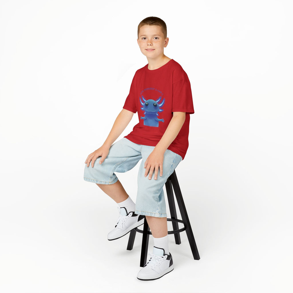 Kids Axolotl T‑Shirt — Cute Blue Axolotl 'Love Yourself A-lot-L