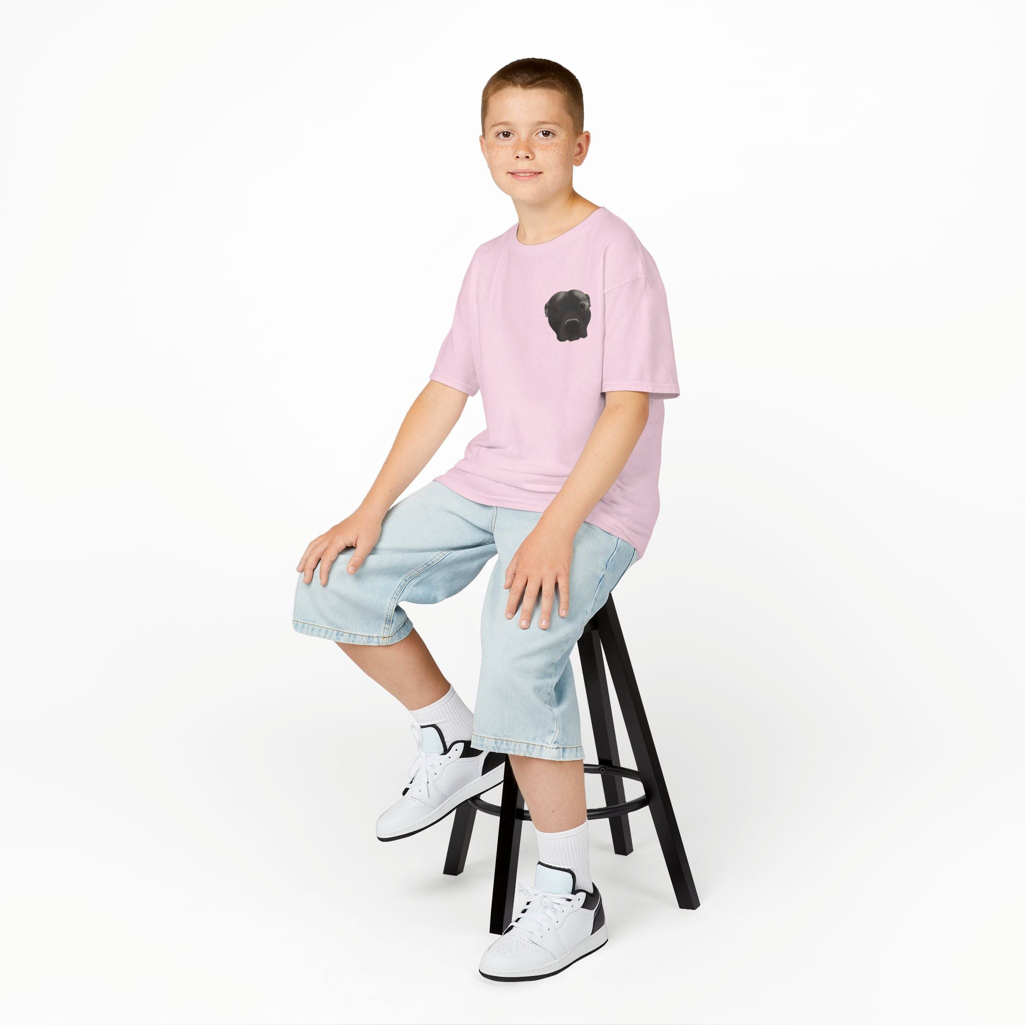 Kids T‑Shirt — Cute Black Puppy Face
