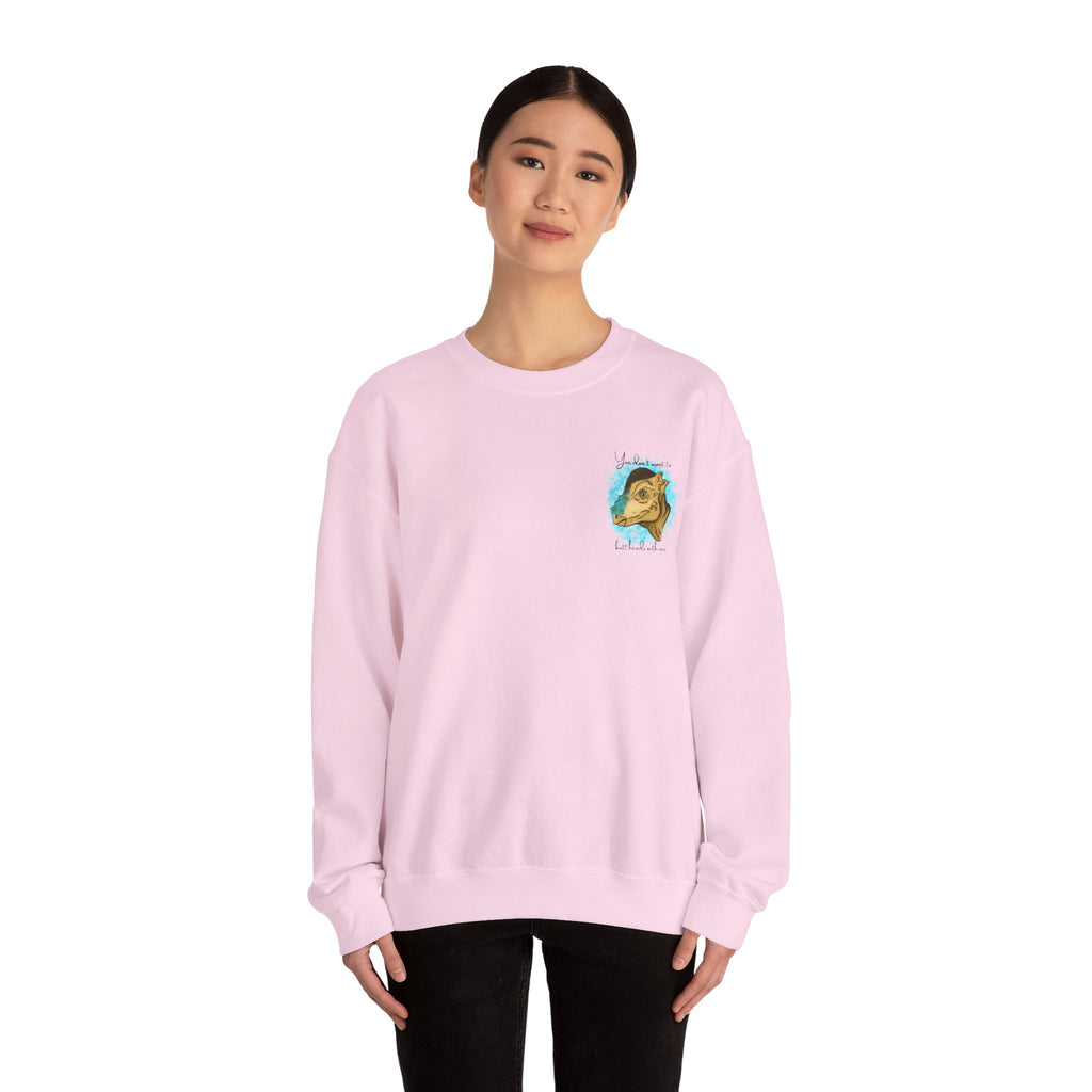 You Don’t Want To Butt Heads With Me Sweatshirt | Pachycephalosaurus Portrait, Blue Splash, Unisex