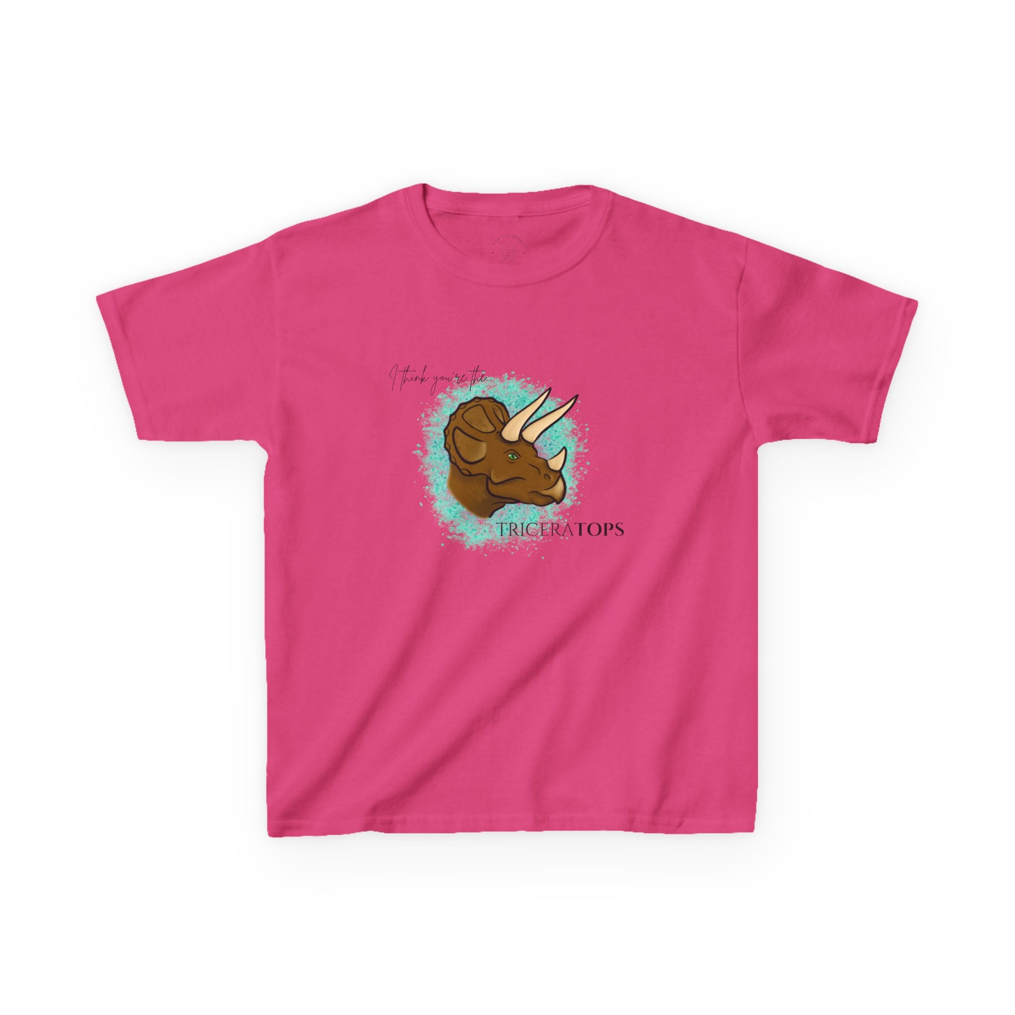 Kids T-Shirt — Cute Triceratops Dinosaur Graphic Tee "I think you're the TriceraTOPS"
