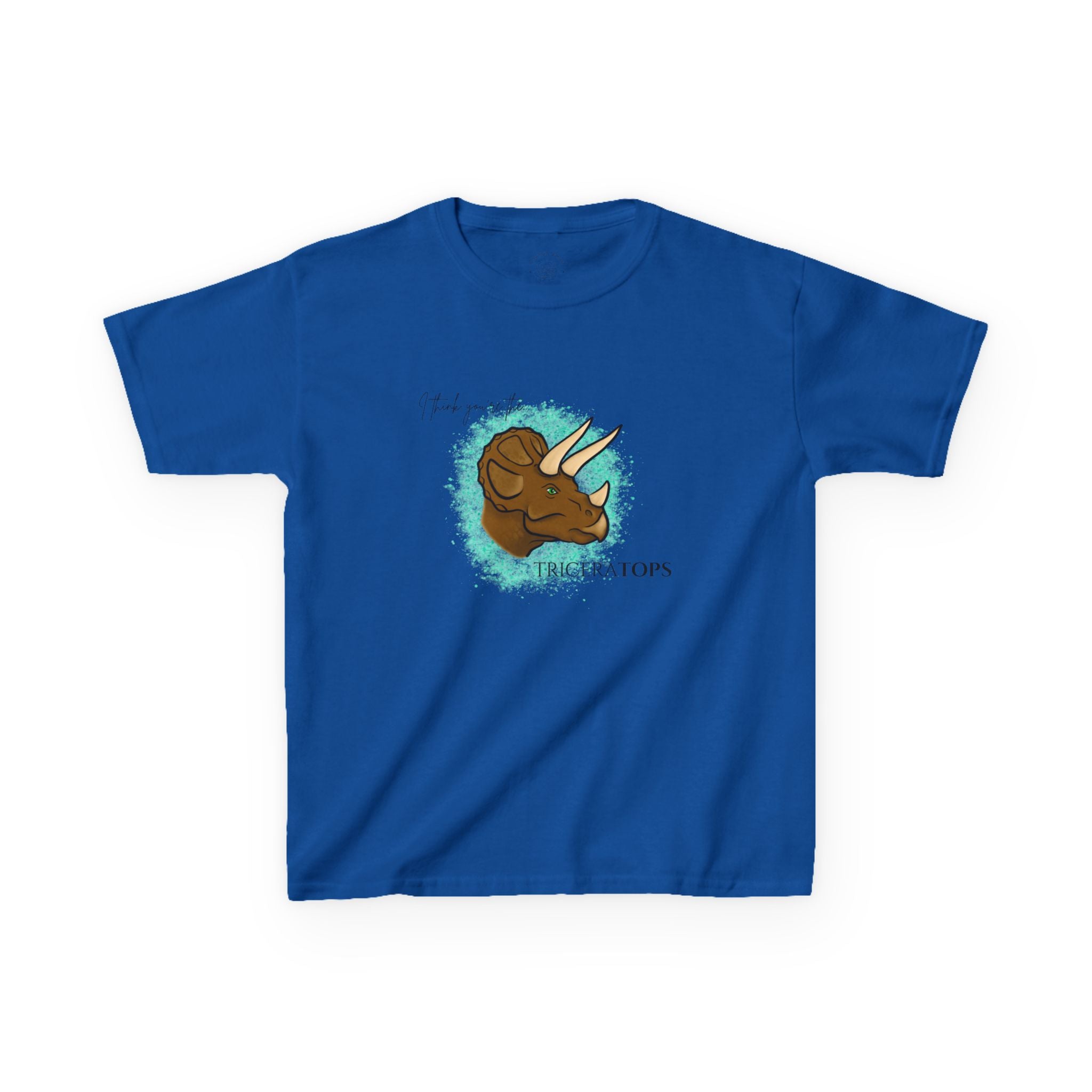Kids T-Shirt — Cute Triceratops Dinosaur Graphic Tee "I think you're the TriceraTOPS"