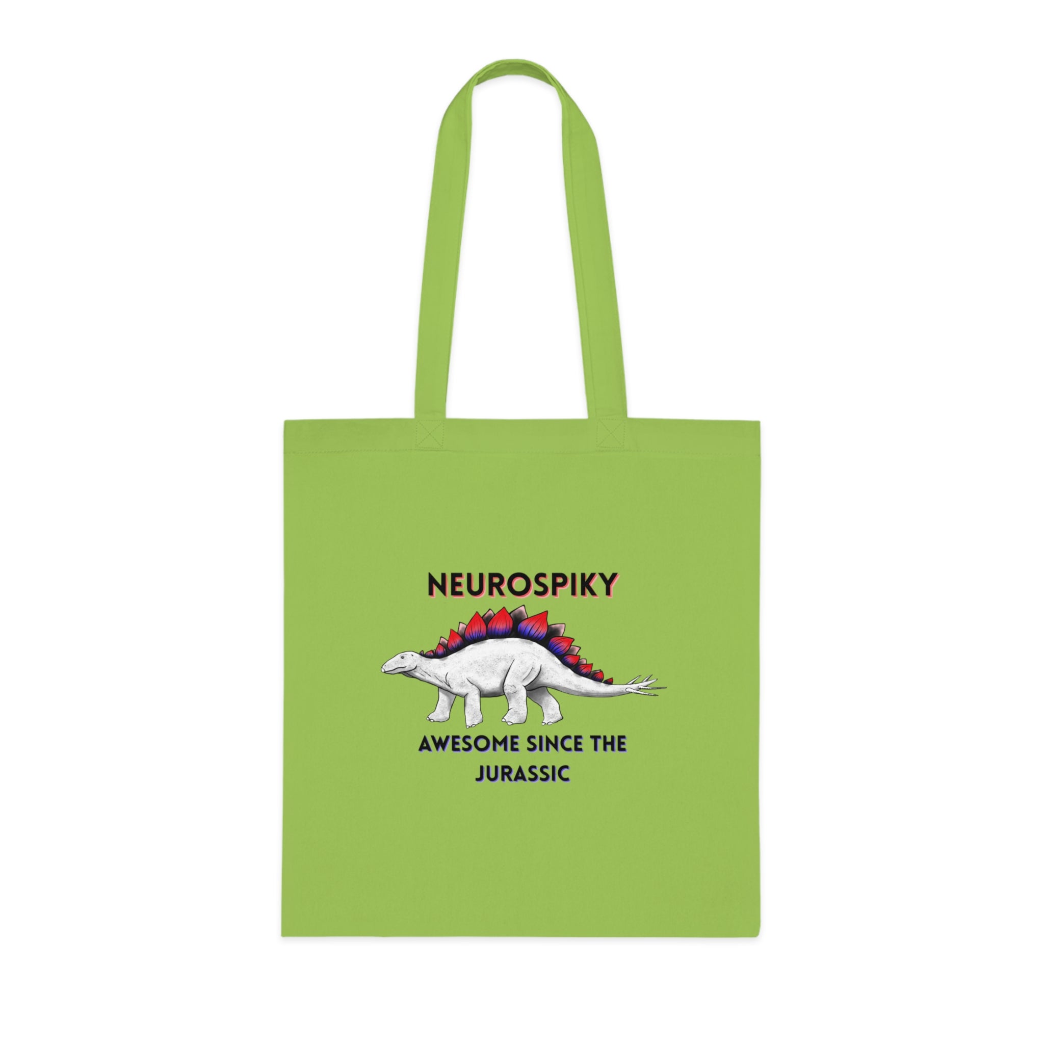 Neurospiky Stegosaurus Cotton Tote — "Neurospiky: Awesome Since the Jurassic" Eco Grocery Bag