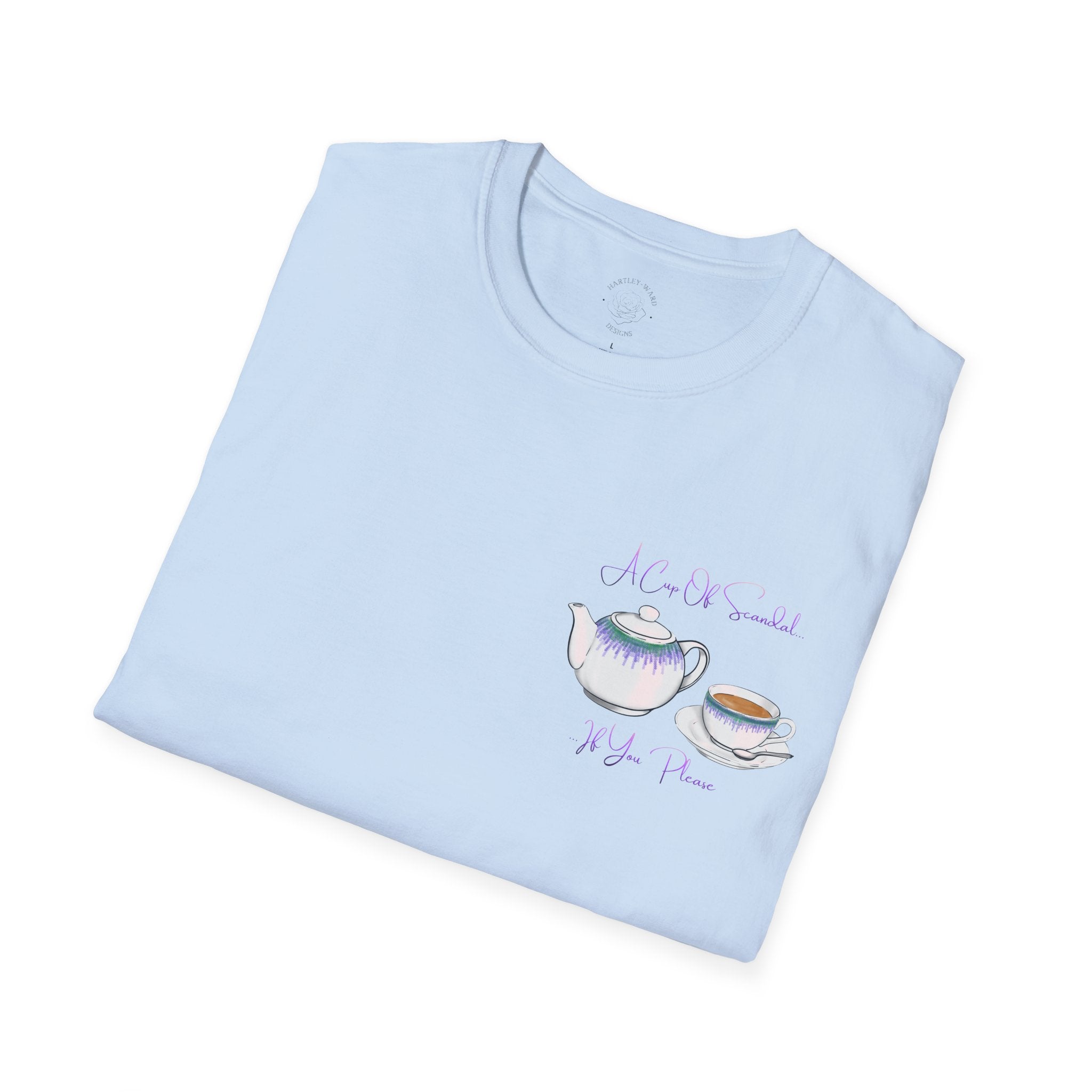 Afternoon tea T‑Shirt — 'A Cup Of Scandal if You Please' Teapot & Teacup Graphic