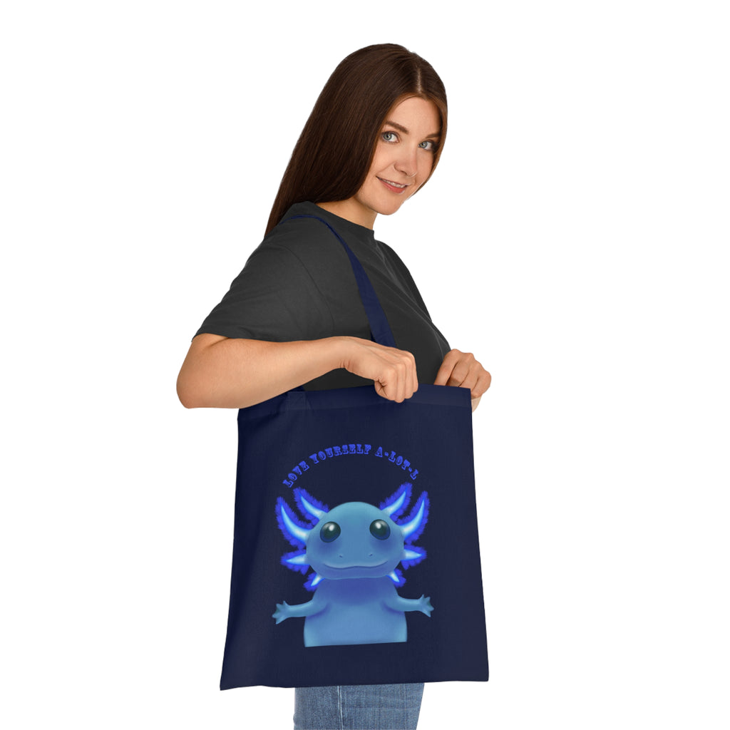 Tote Bag — Cute Blue Axolotl 'Love yourself A-LOT-L'