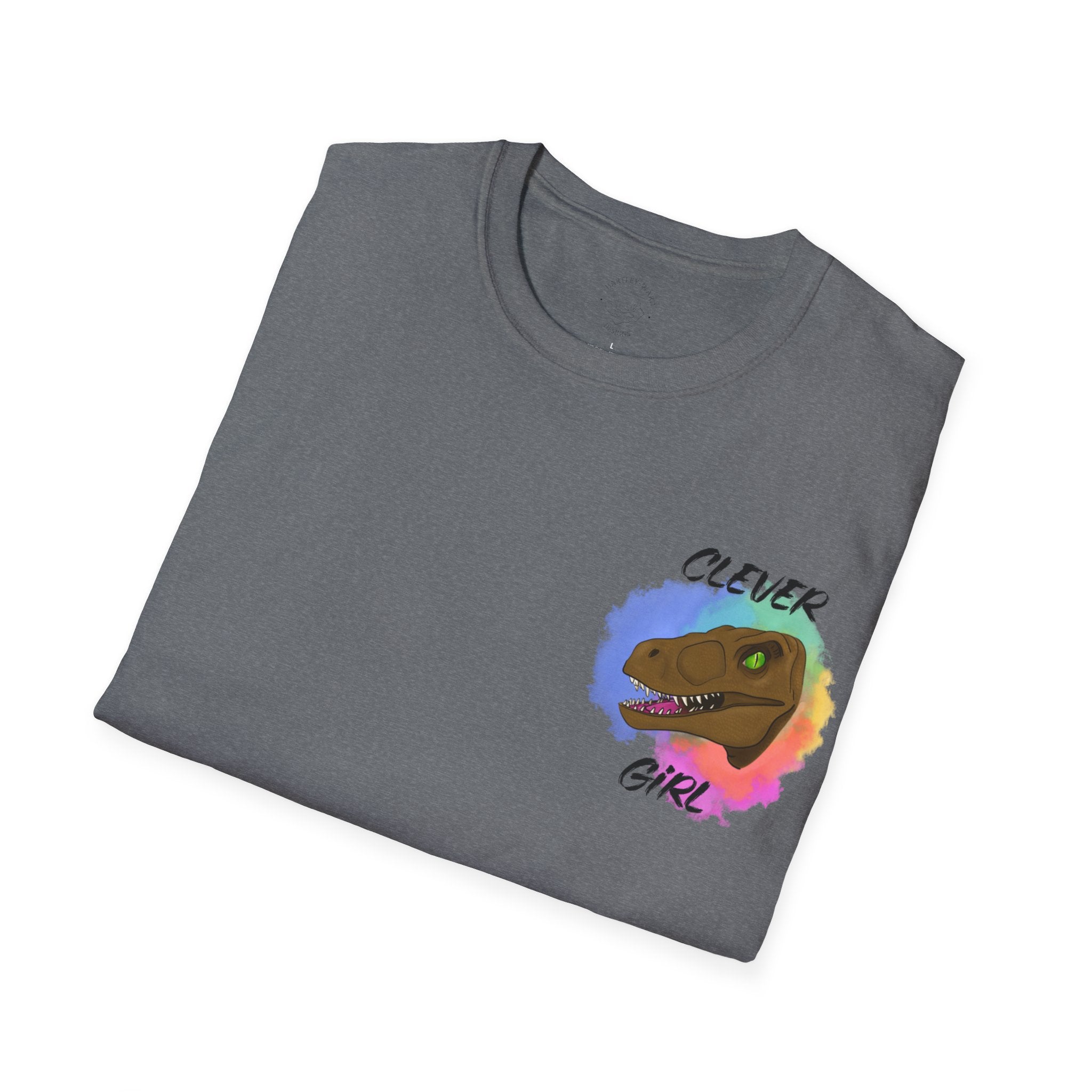 Clever Girl T‑Shirt — Colorful Raptor Graphic Tee for Dino Fans