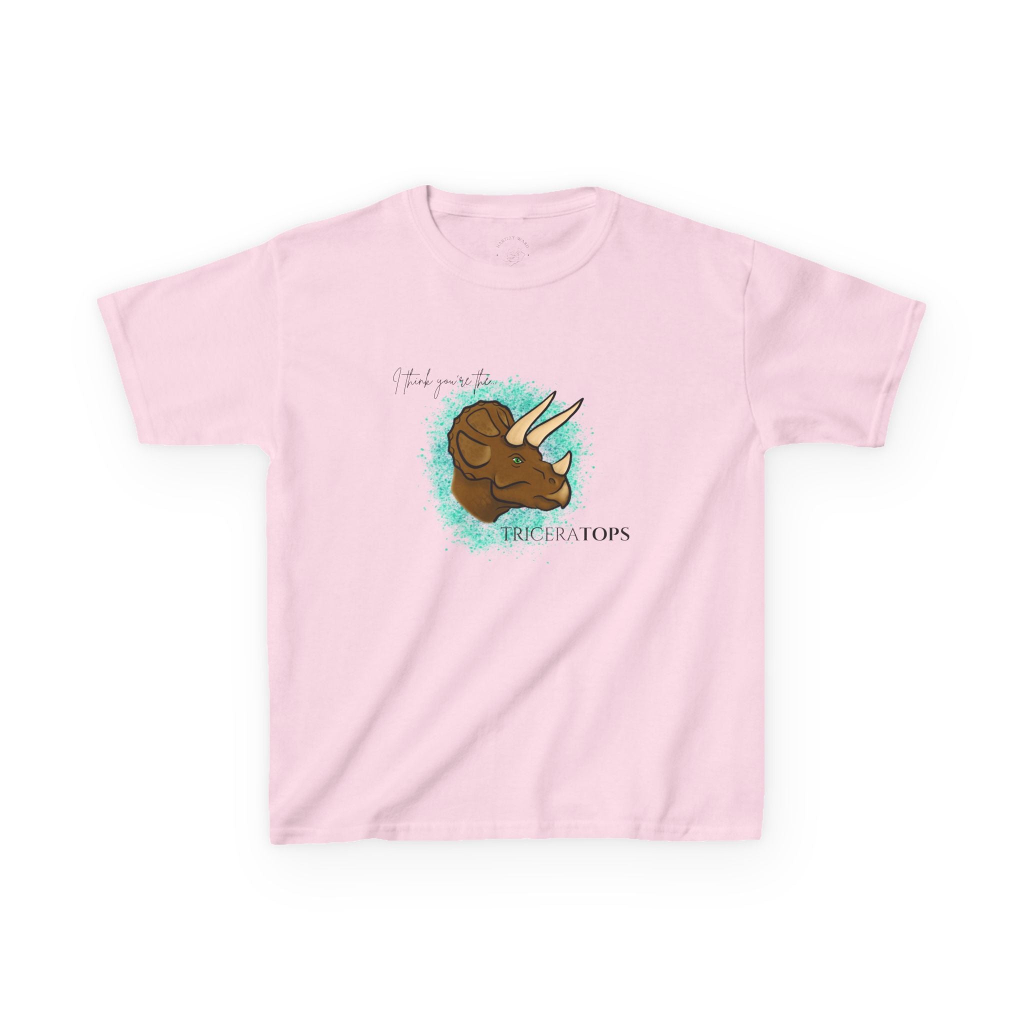 Kids T-Shirt — Cute Triceratops Dinosaur Graphic Tee "I think you're the TriceraTOPS"
