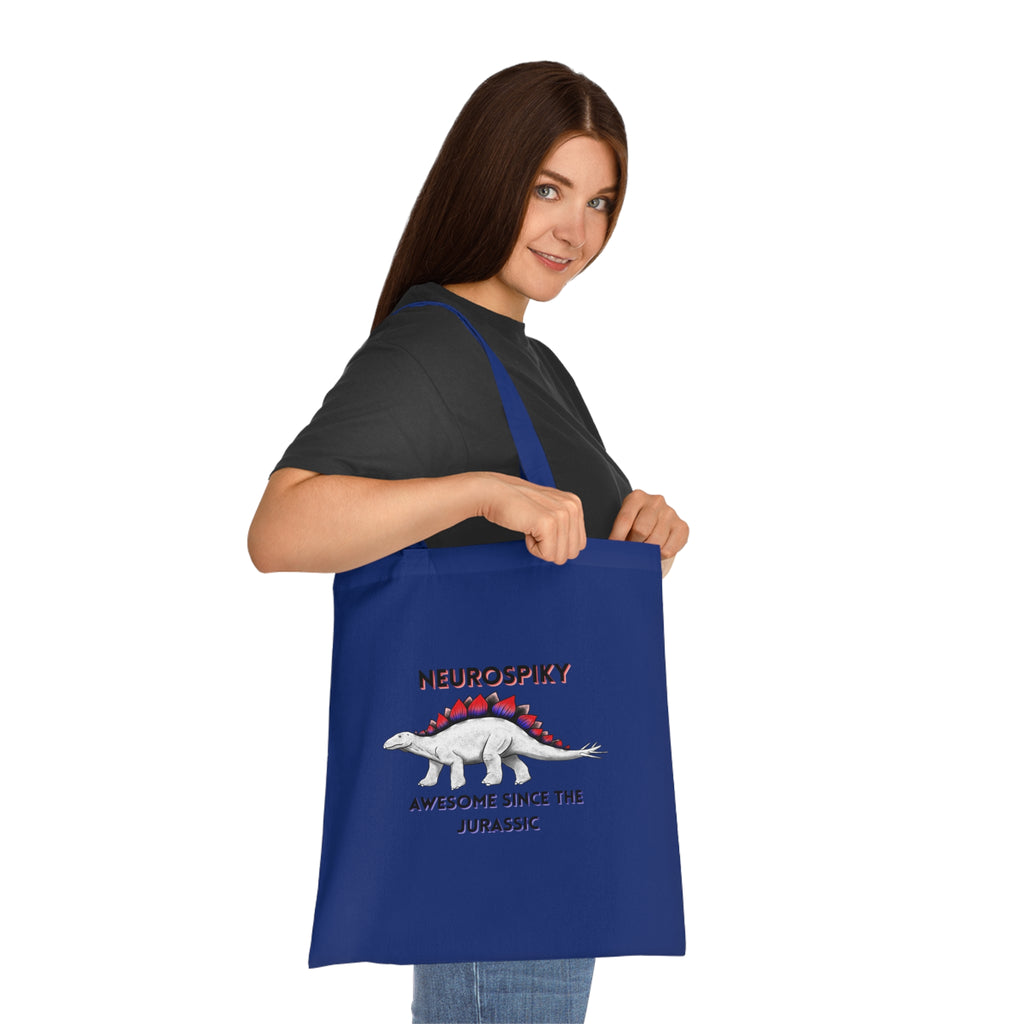 Neurospiky Stegosaurus Cotton Tote — "Neurospiky: Awesome Since the Jurassic" Eco Grocery Bag