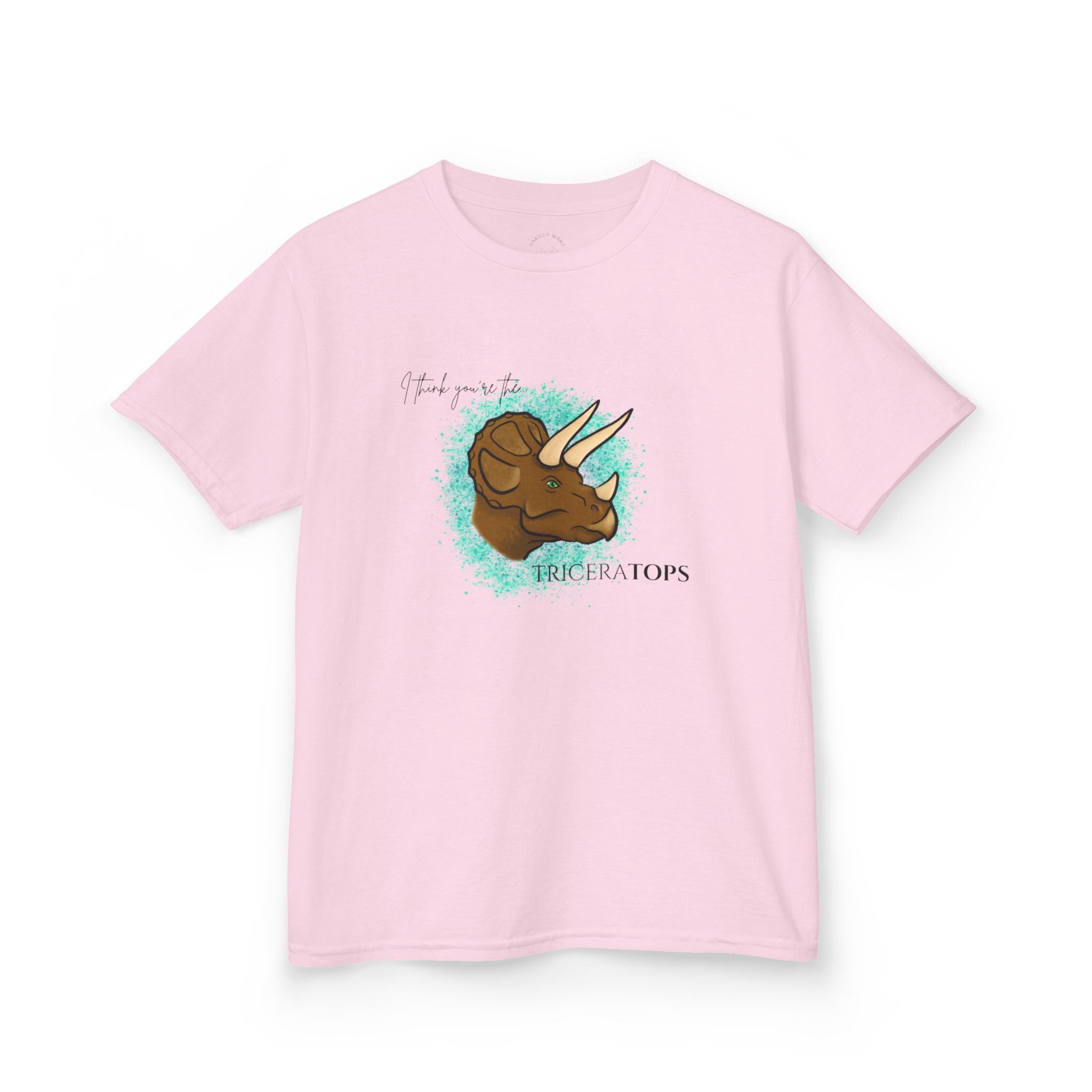 Kids T-Shirt — Cute Triceratops Dinosaur Graphic Tee "I think you're the TriceraTOPS"