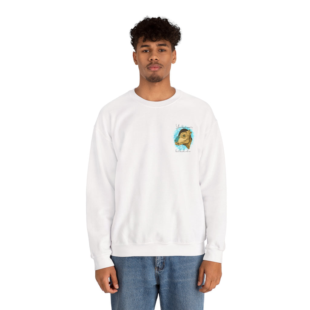 You Don’t Want To Butt Heads With Me Sweatshirt | Pachycephalosaurus Portrait, Blue Splash, Unisex