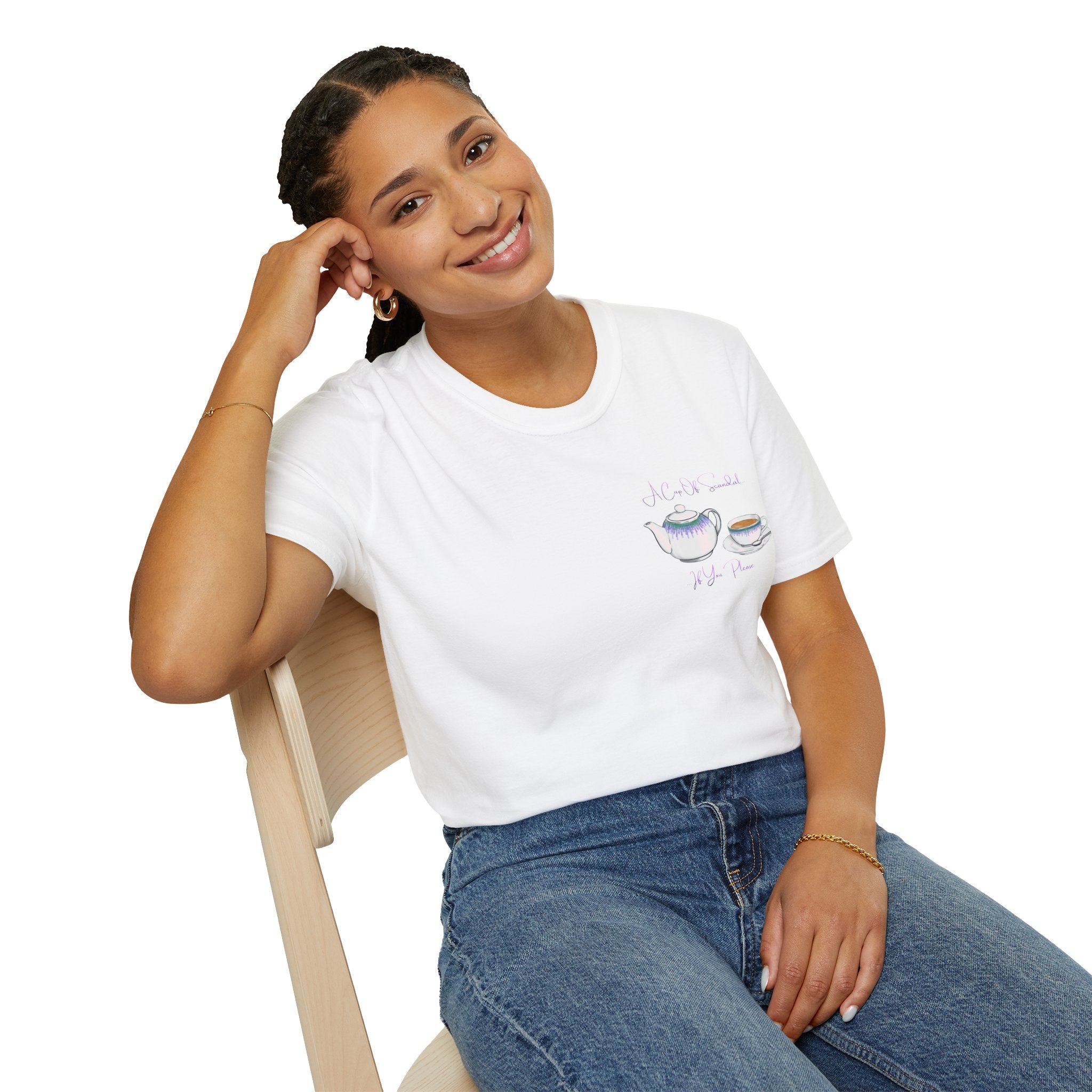 Afternoon tea T‑Shirt — 'A Cup Of Scandal if You Please' Teapot & Teacup Graphic