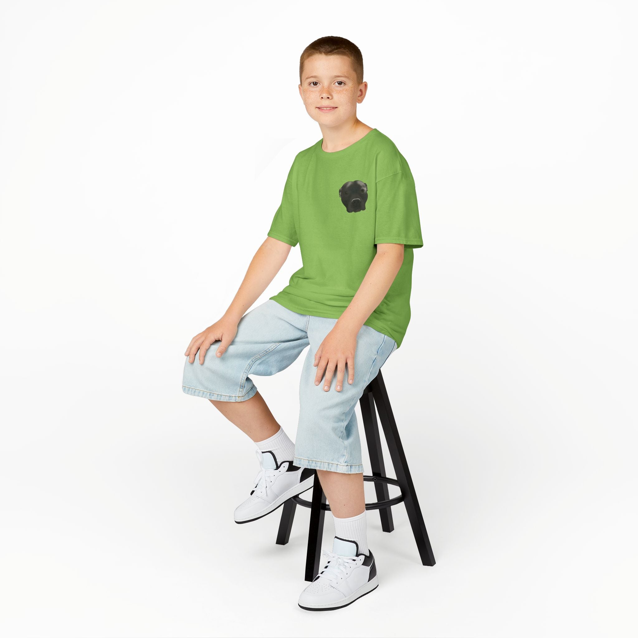 Kids T‑Shirt — Cute Black Puppy Face