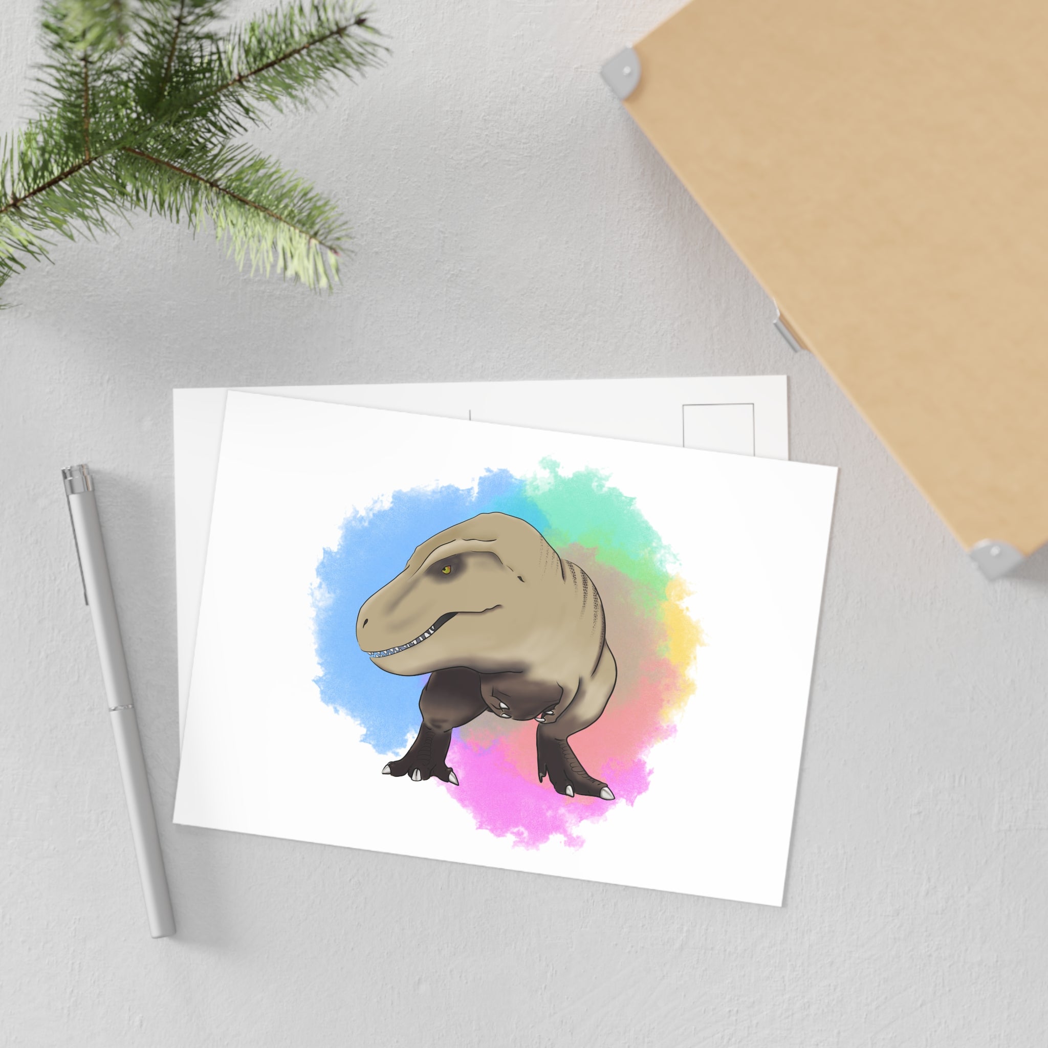 Dinosaur Watercolour Postcard – T-Rex Fine Art Note Card