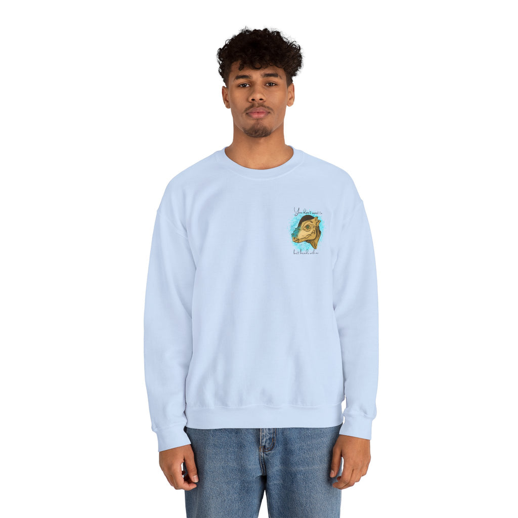 You Don’t Want To Butt Heads With Me Sweatshirt | Pachycephalosaurus Portrait, Blue Splash, Unisex