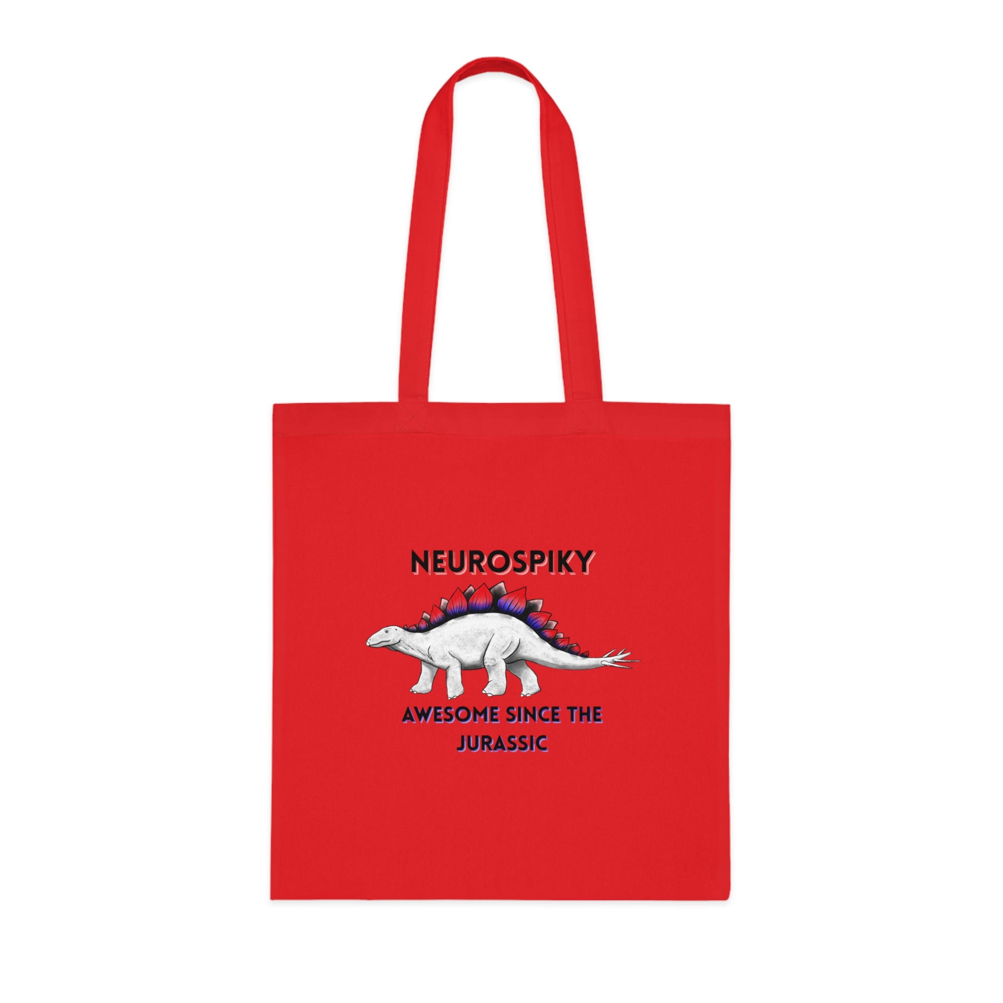 Neurospiky Stegosaurus Cotton Tote — "Neurospiky: Awesome Since the Jurassic" Eco Grocery Bag