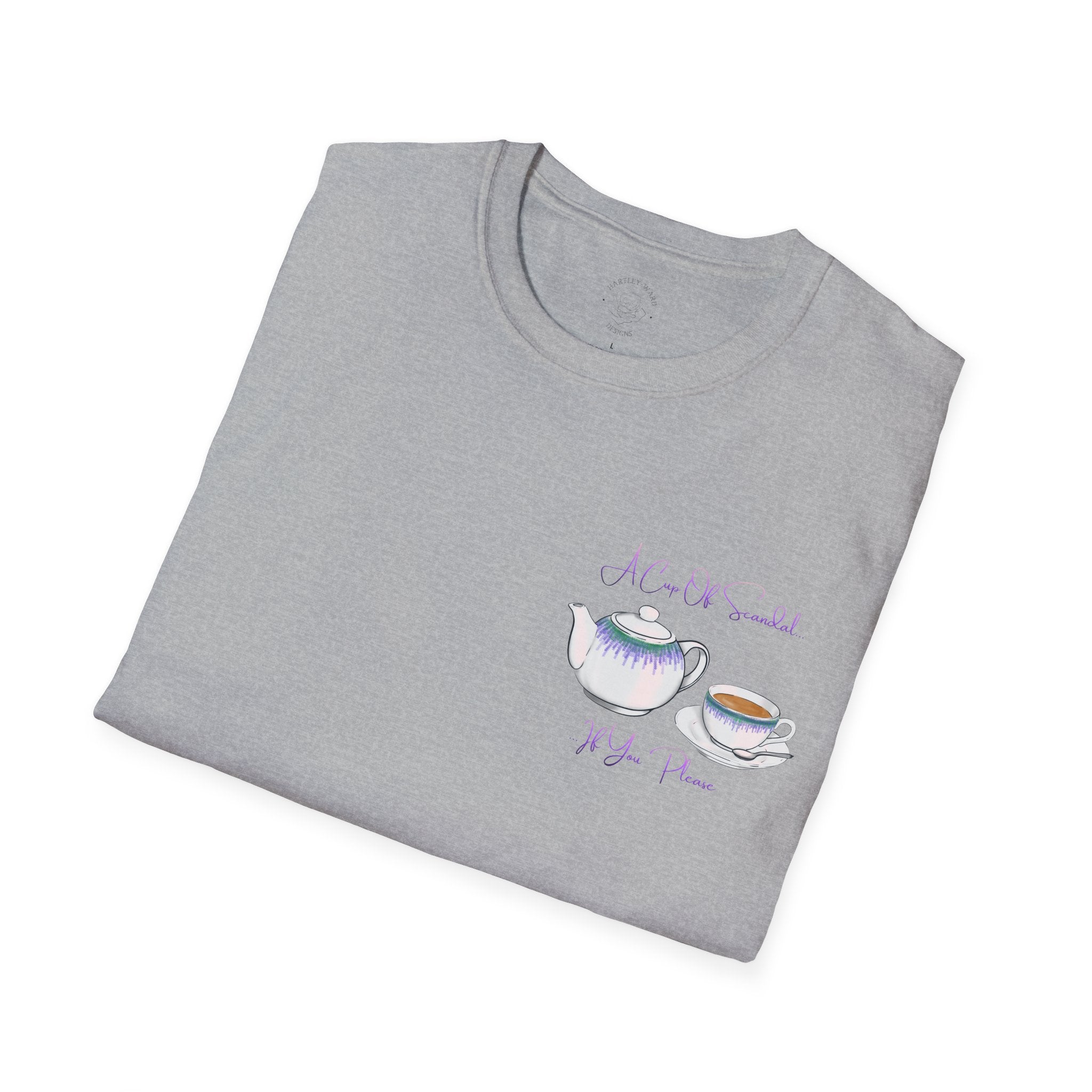 Afternoon tea T‑Shirt — 'A Cup Of Scandal if You Please' Teapot & Teacup Graphic