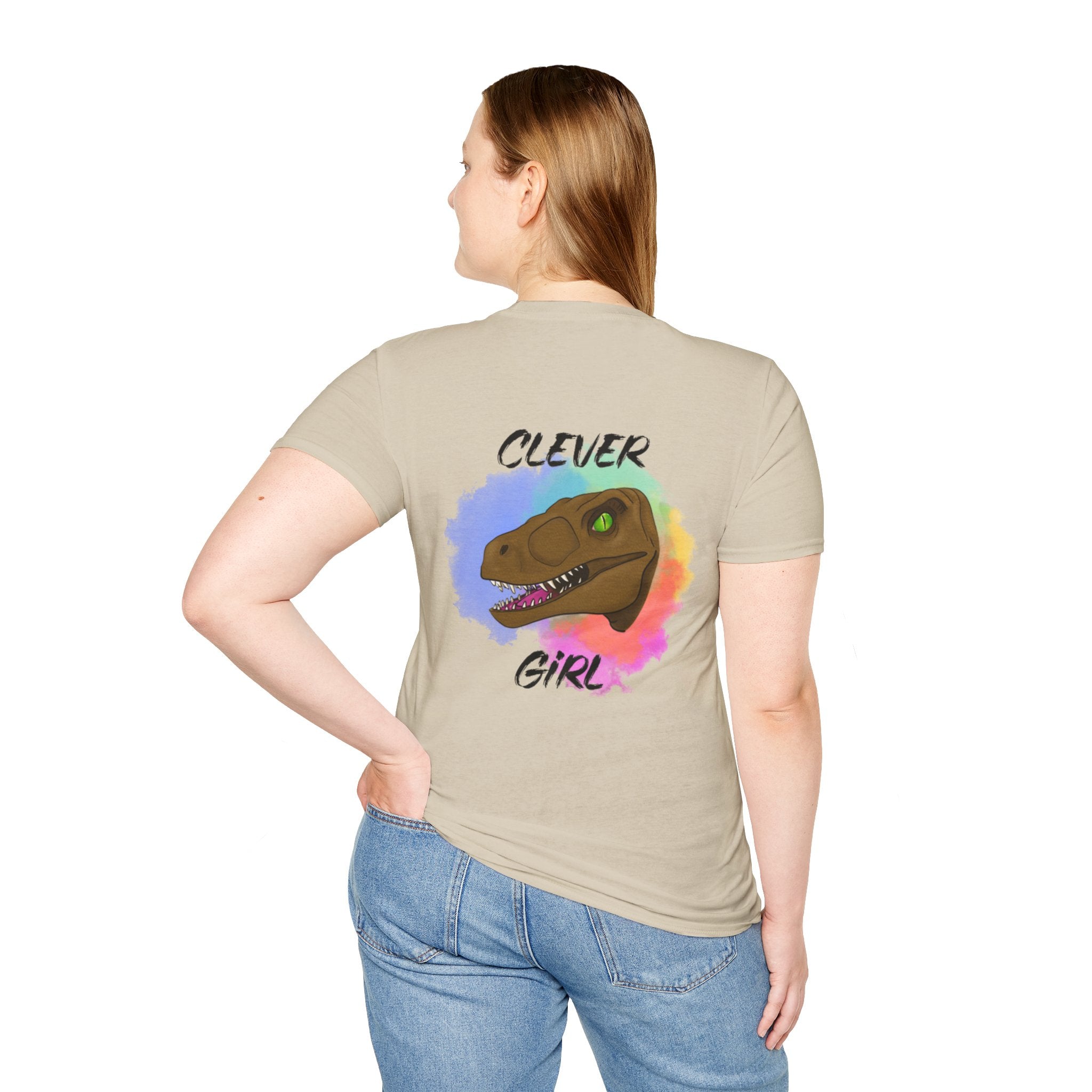 Clever Girl T‑Shirt — Colorful Raptor Graphic Tee for Dino Fans