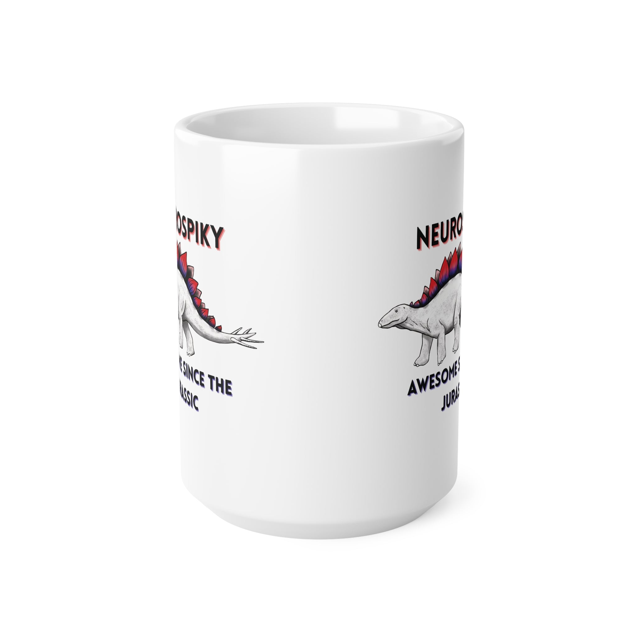 Neurospiky Stegosaurus Mug — "Awesome Since the Jurassic" Ceramic Coffee Cup 15oz