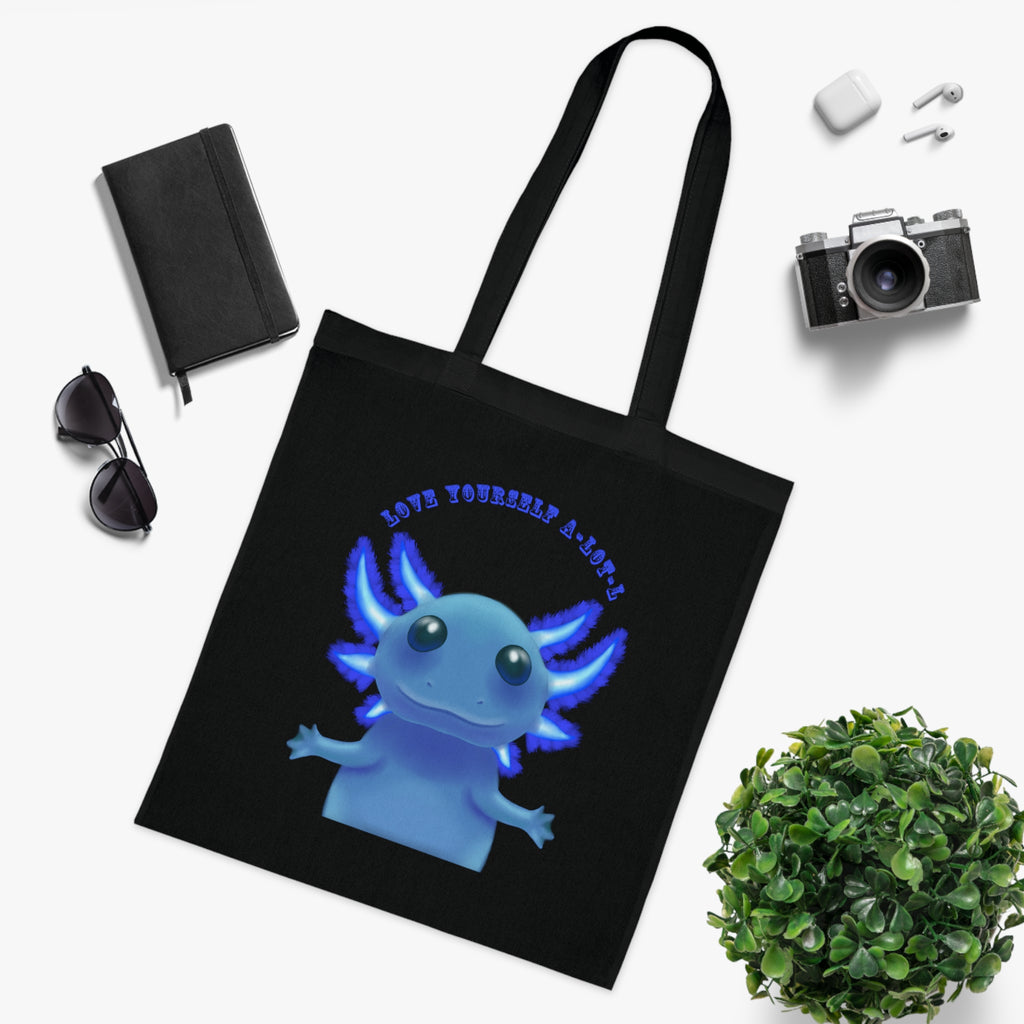 Tote Bag — Cute Blue Axolotl 'Love yourself A-LOT-L'
