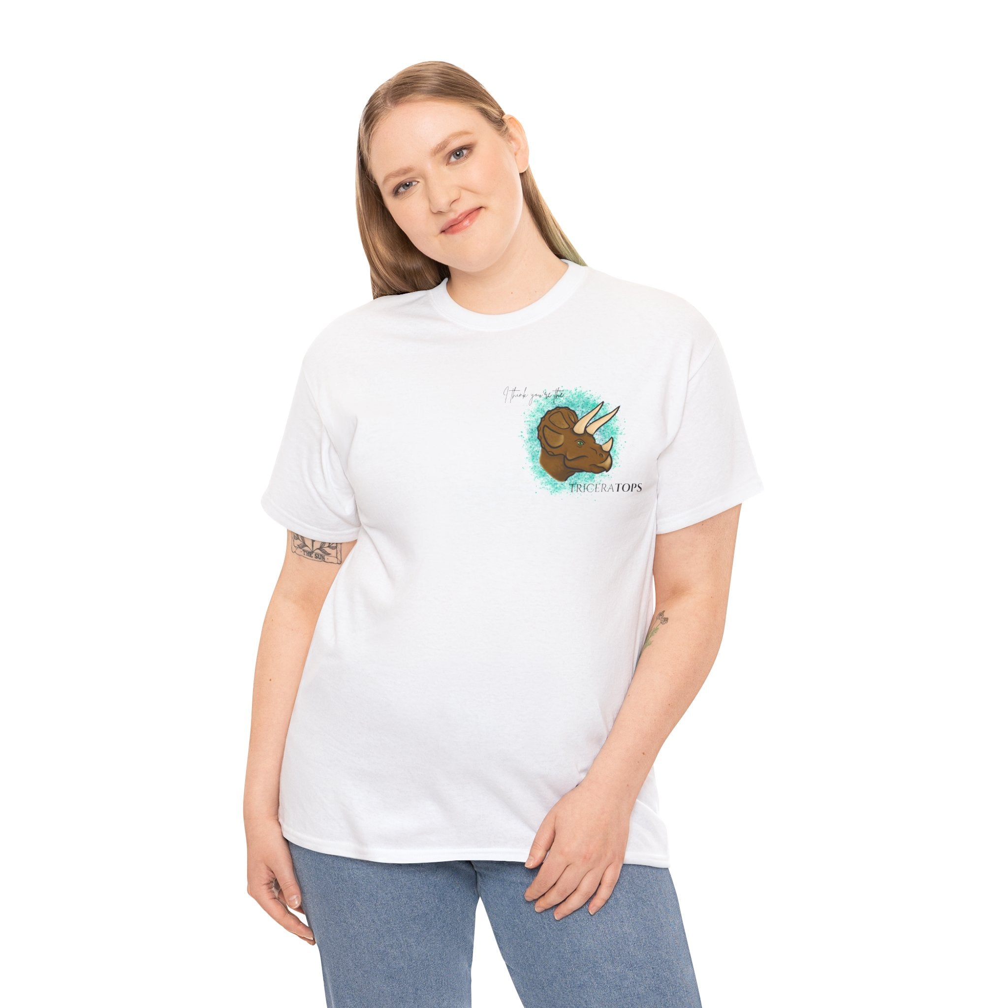 Triceratops Illustration Tee I Think You're the TriceraTOPS | Dinosaur Graphic Shirt