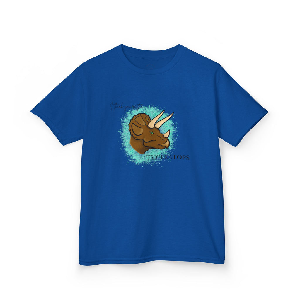 Kids T-Shirt — Cute Triceratops Dinosaur Graphic Tee "I think you're the TriceraTOPS"
