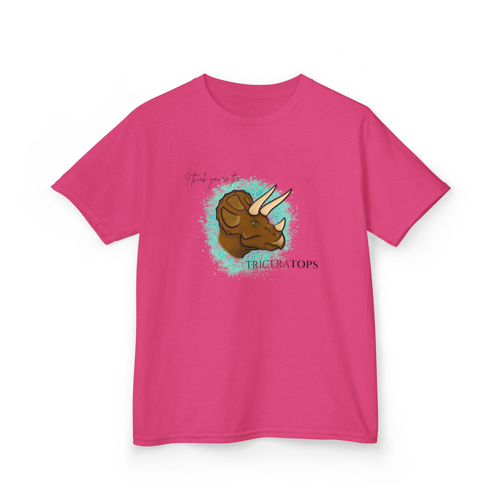 Kids T-Shirt — Cute Triceratops Dinosaur Graphic Tee "I think you're the TriceraTOPS"
