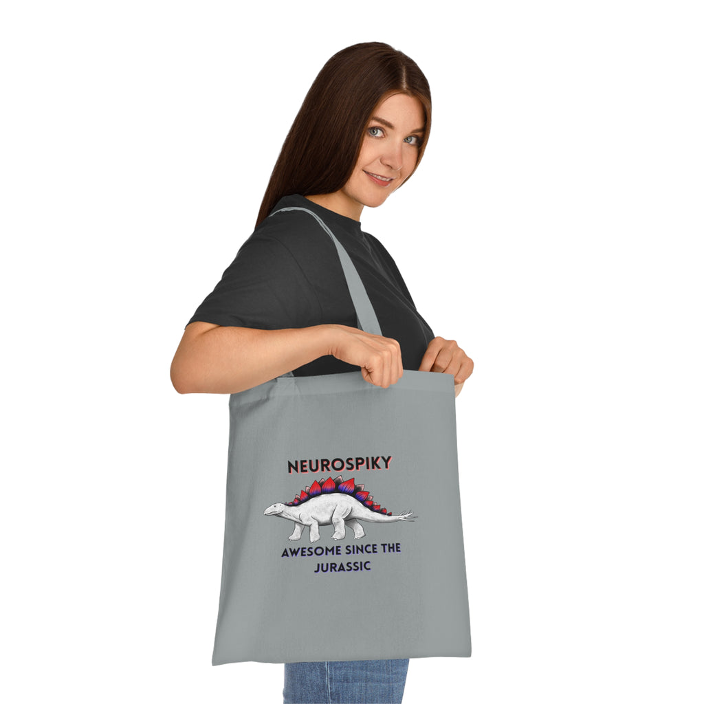 Neurospiky Stegosaurus Cotton Tote — "Neurospiky: Awesome Since the Jurassic" Eco Grocery Bag